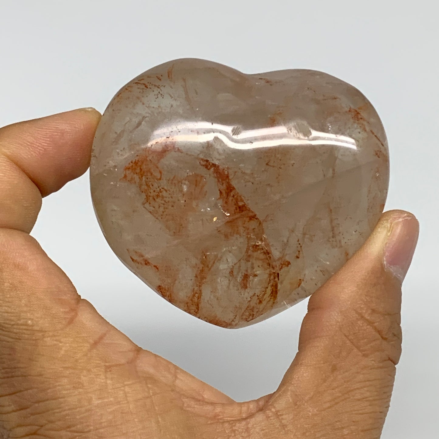 125.1g, 2.1"x2.4"x1" Red Hematoid Quartz Heart Crystal @Madagascar, B30527