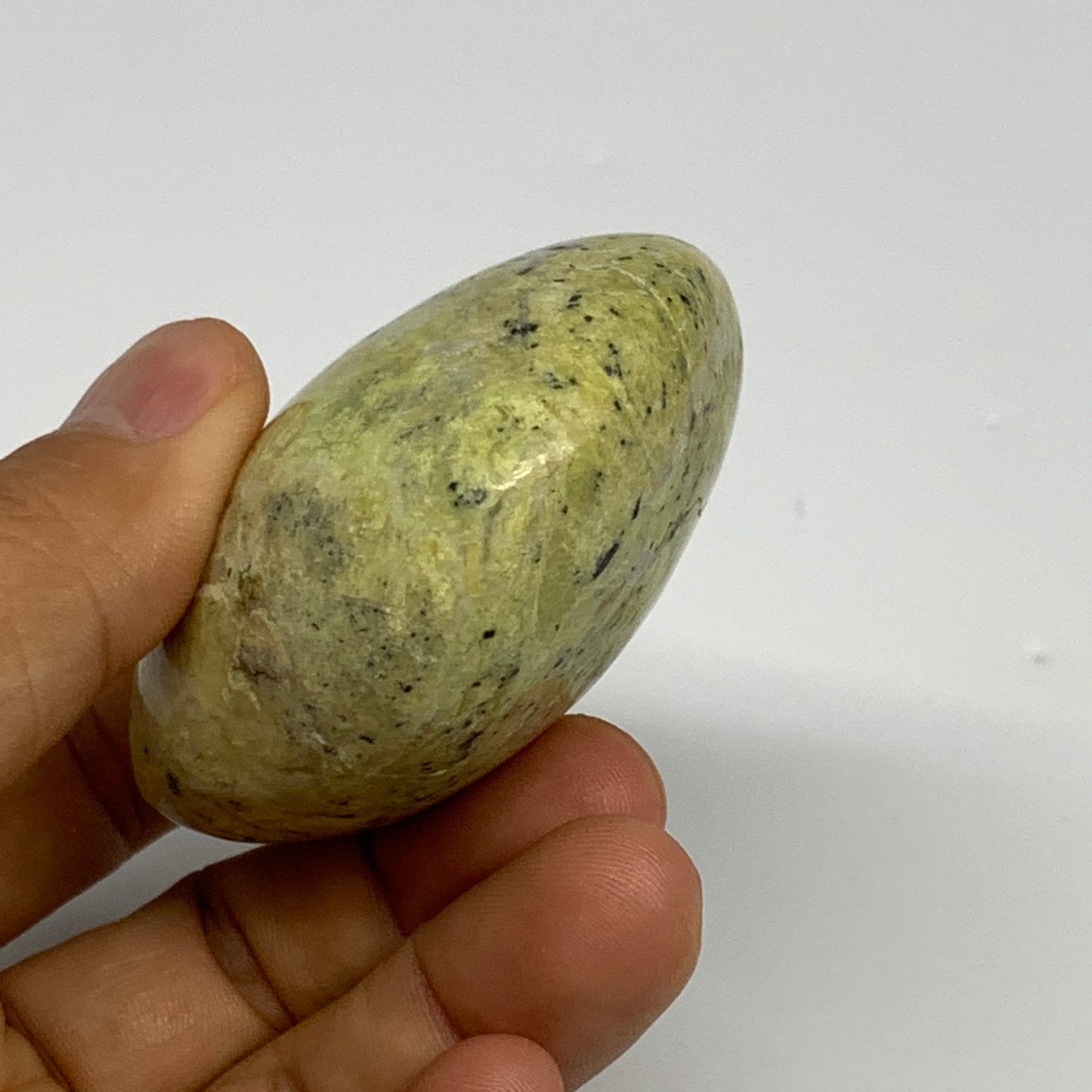 107.6g, 2.7"x2.1"x1.2", Green Opal Crystal PalmStone Polished Reiki, B28329