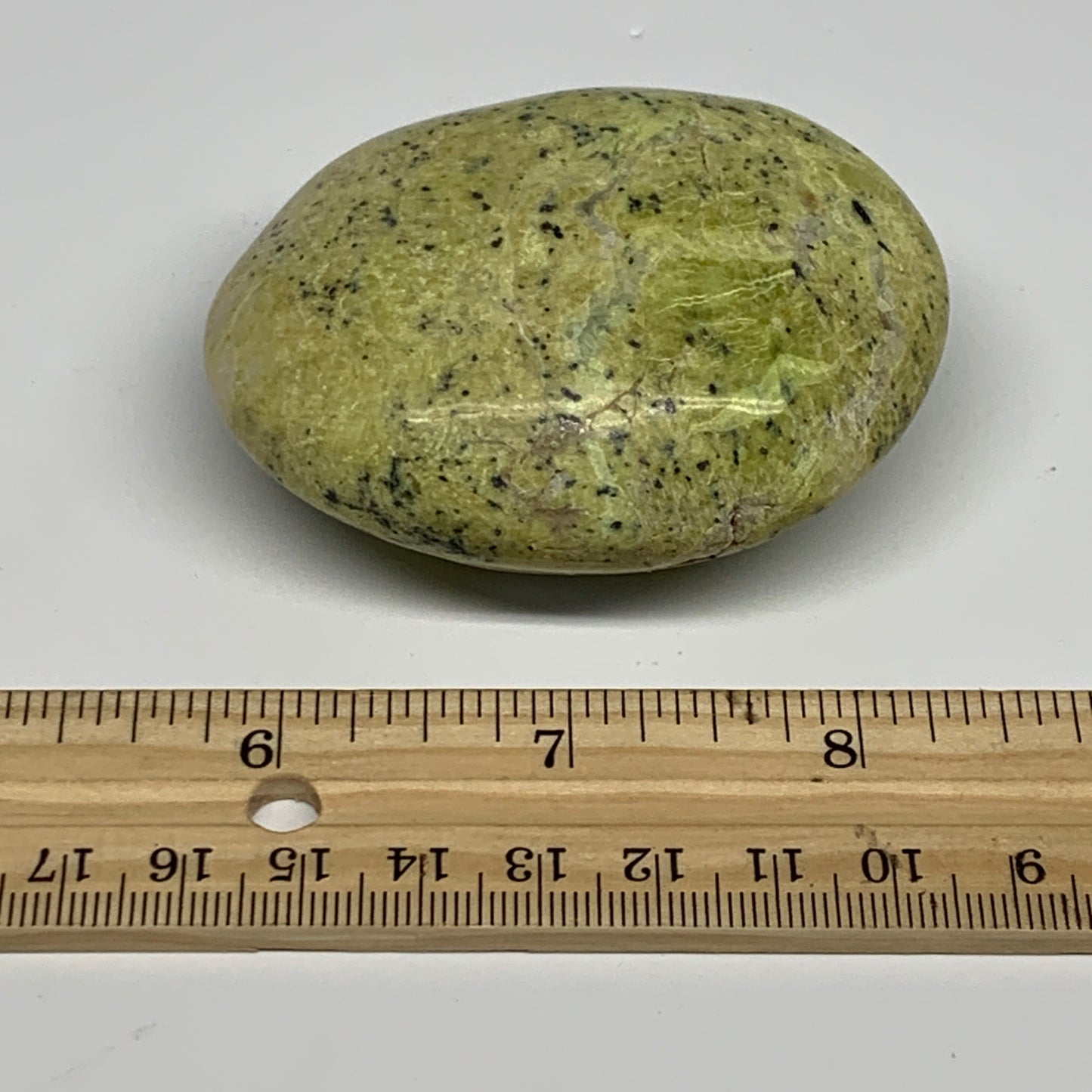 107.6g, 2.7"x2.1"x1.2", Green Opal Crystal PalmStone Polished Reiki, B28329