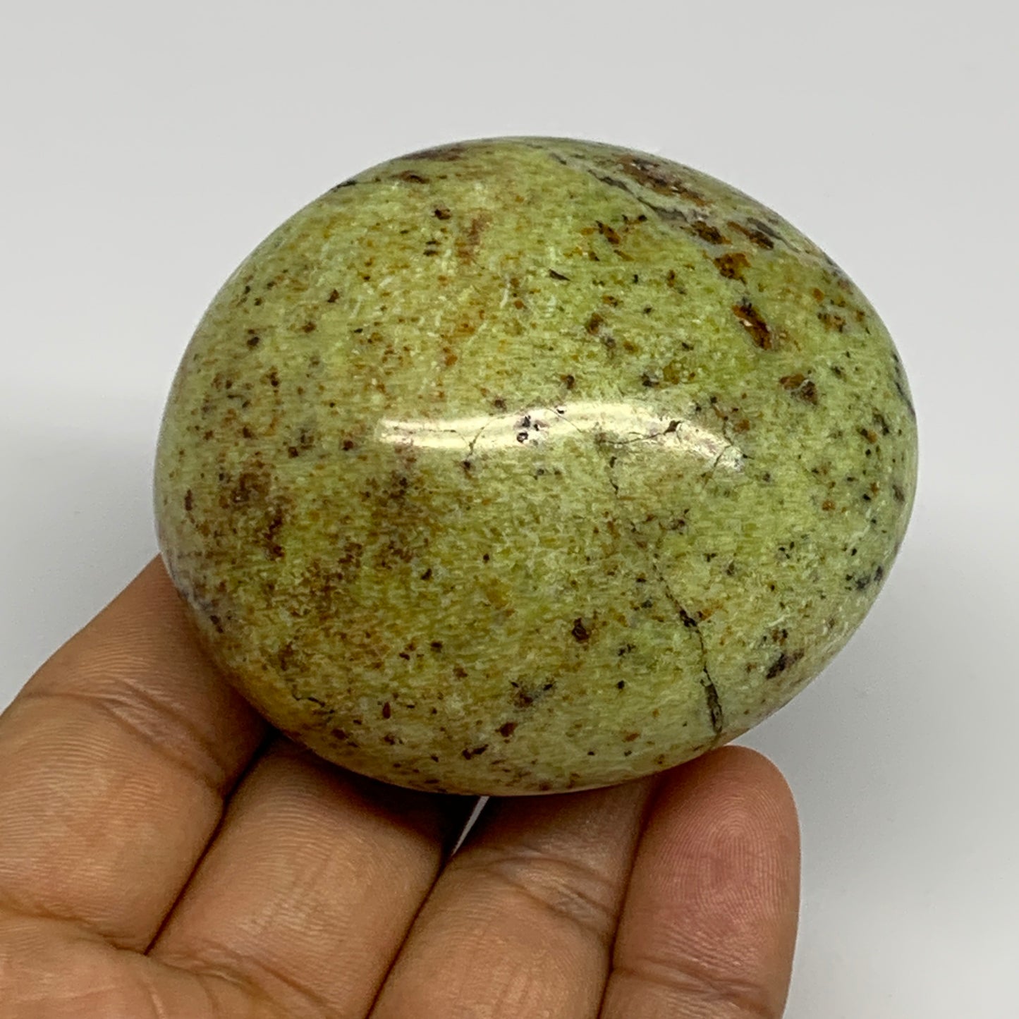 139.2g, 2.5"x2.2"x1.4", Green Opal Crystal PalmStone Polished Reiki, B28328