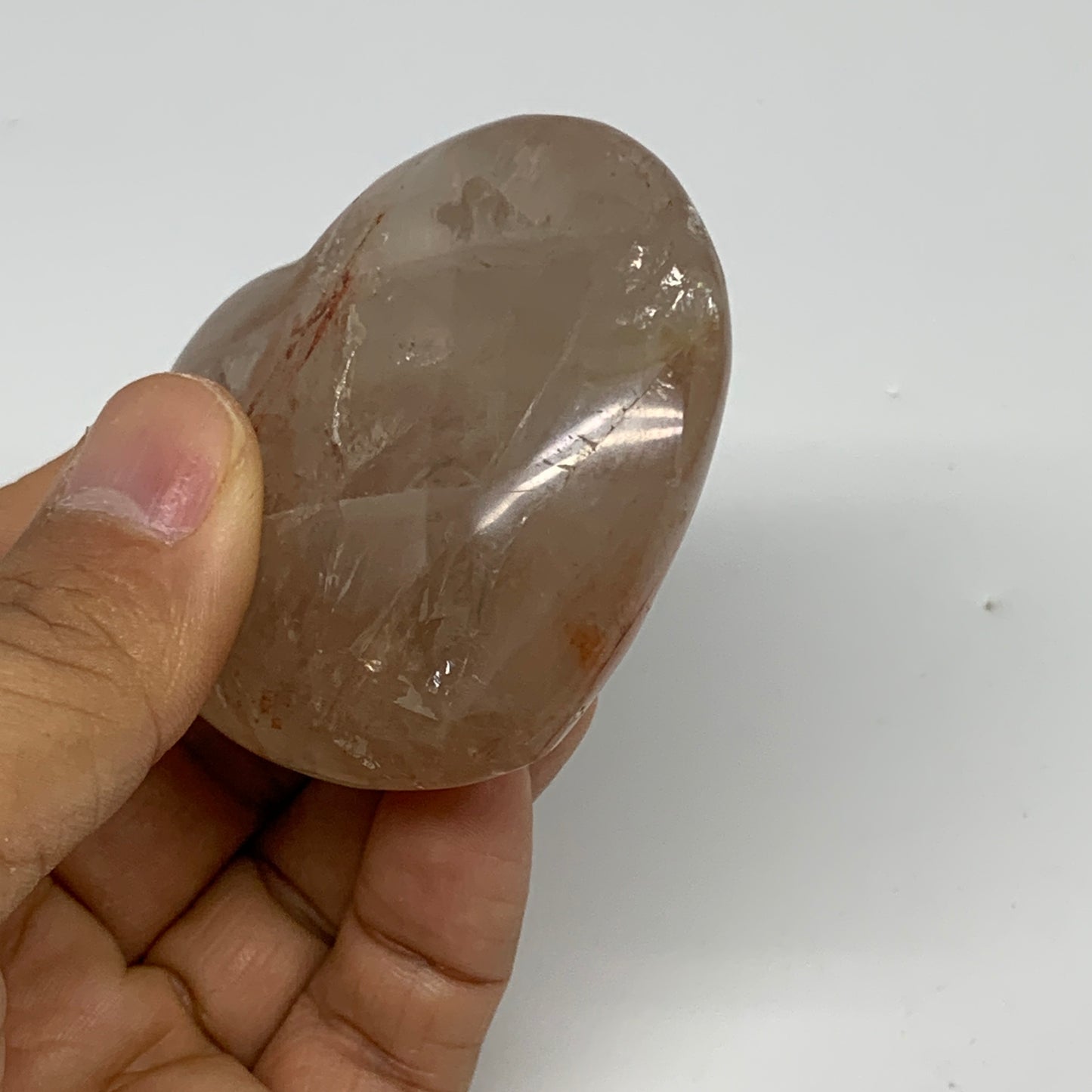 125.1g, 2.1"x2.4"x1" Red Hematoid Quartz Heart Crystal @Madagascar, B30527