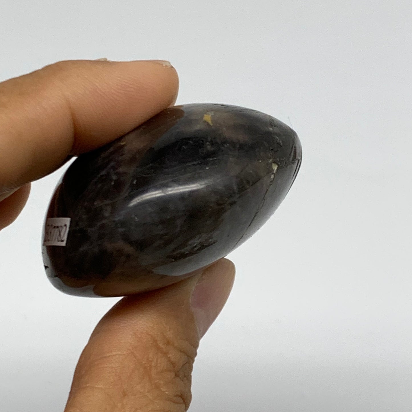 92.8g, 2.1"x1.9"x1.1",  Black Moonstone Crystal Palm-Stone Polished, B37782