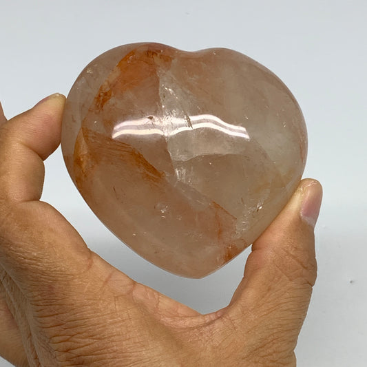 257.5g, 2.7"x2.9"x1.4" Red Hematoid Quartz Heart Crystal @Madagascar, B30528