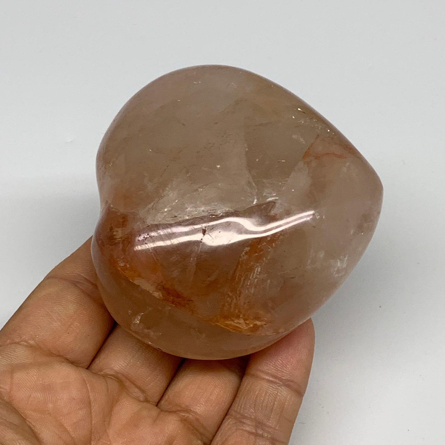 257.5g, 2.7"x2.9"x1.4" Red Hematoid Quartz Heart Crystal @Madagascar, B30528