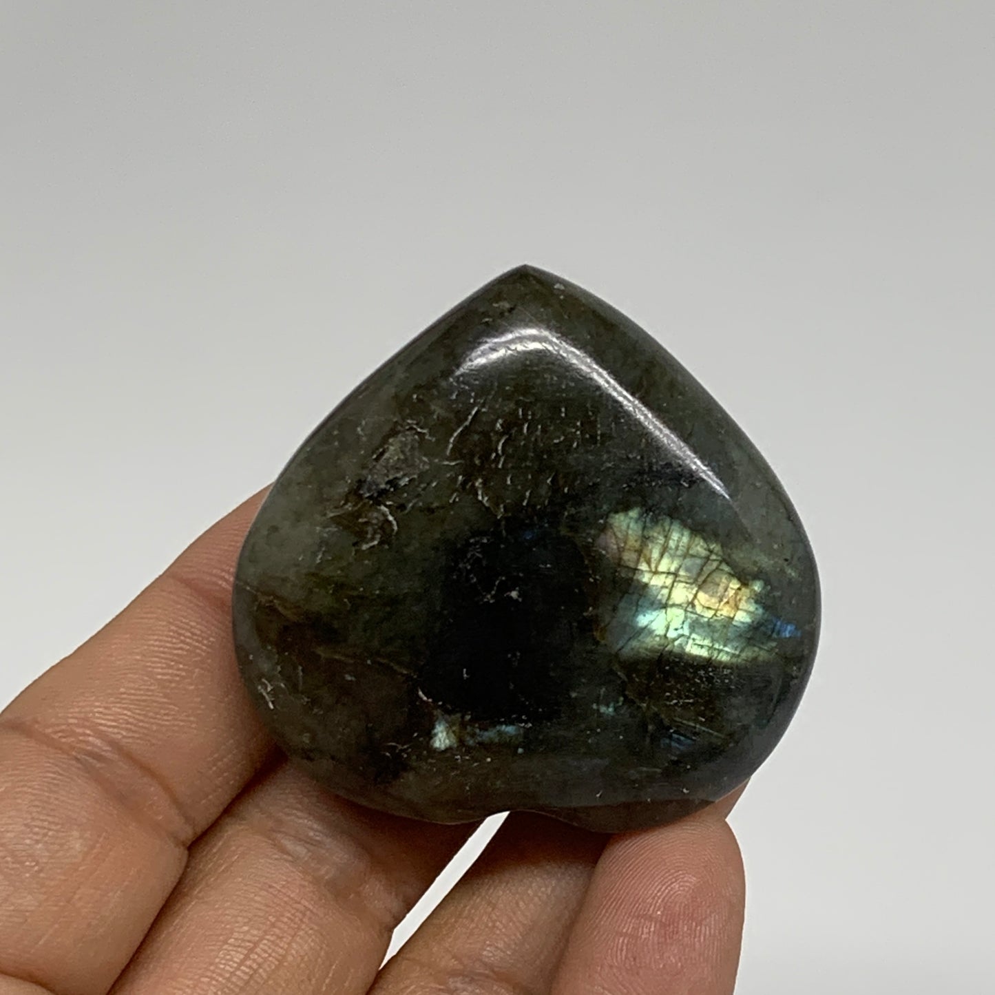 174.2g, 1.8" - 1.9", 3pcs, Natural Labradorite Heart Polished Crystal, B35513