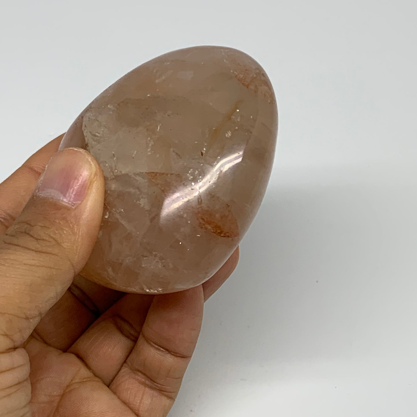 257.5g, 2.7"x2.9"x1.4" Red Hematoid Quartz Heart Crystal @Madagascar, B30528