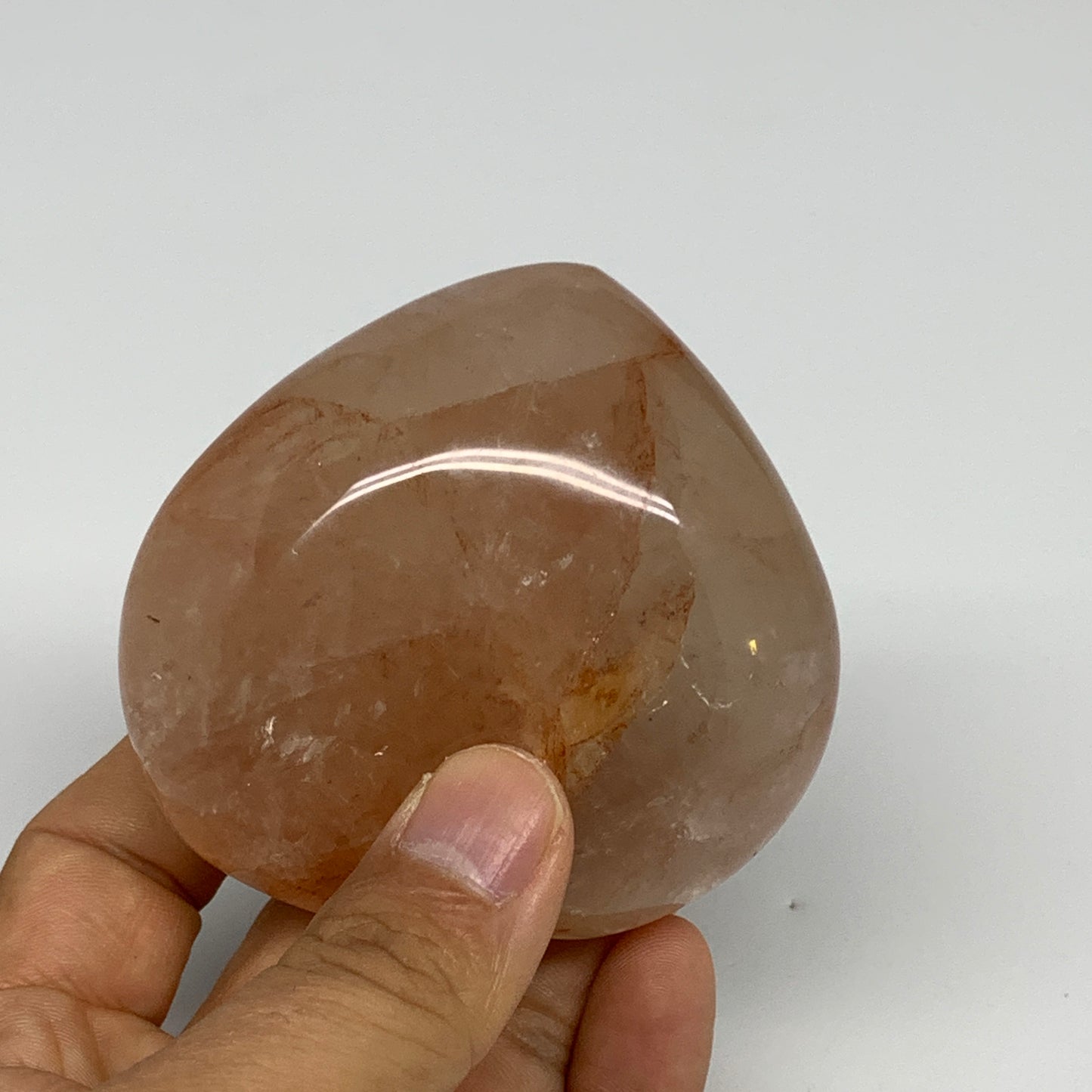 257.5g, 2.7"x2.9"x1.4" Red Hematoid Quartz Heart Crystal @Madagascar, B30528