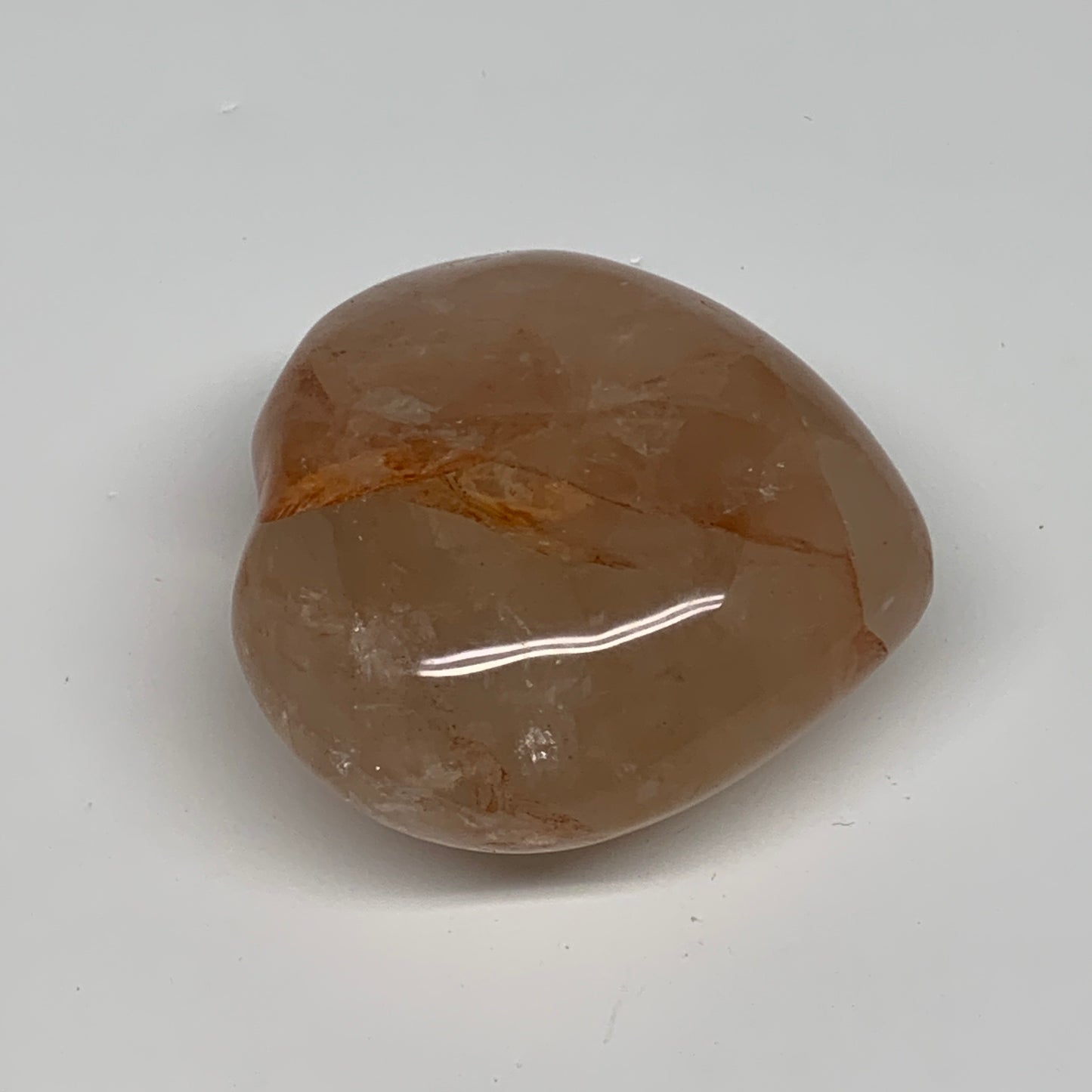 257.5g, 2.7"x2.9"x1.4" Red Hematoid Quartz Heart Crystal @Madagascar, B30528