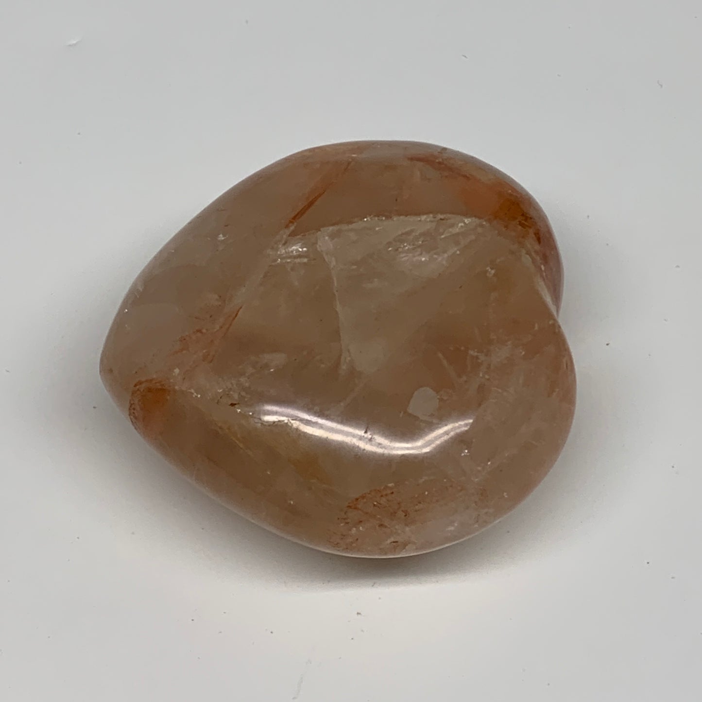 257.5g, 2.7"x2.9"x1.4" Red Hematoid Quartz Heart Crystal @Madagascar, B30528