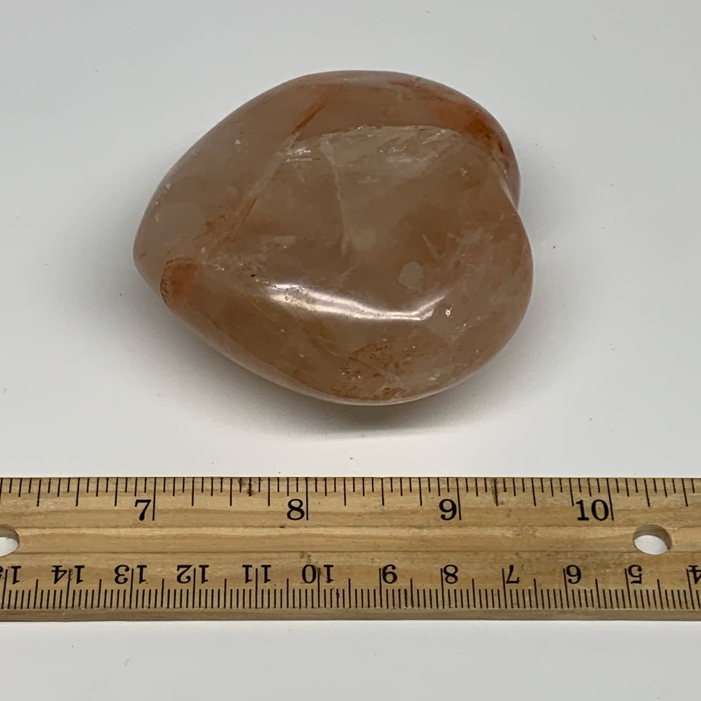 257.5g, 2.7"x2.9"x1.4" Red Hematoid Quartz Heart Crystal @Madagascar, B30528