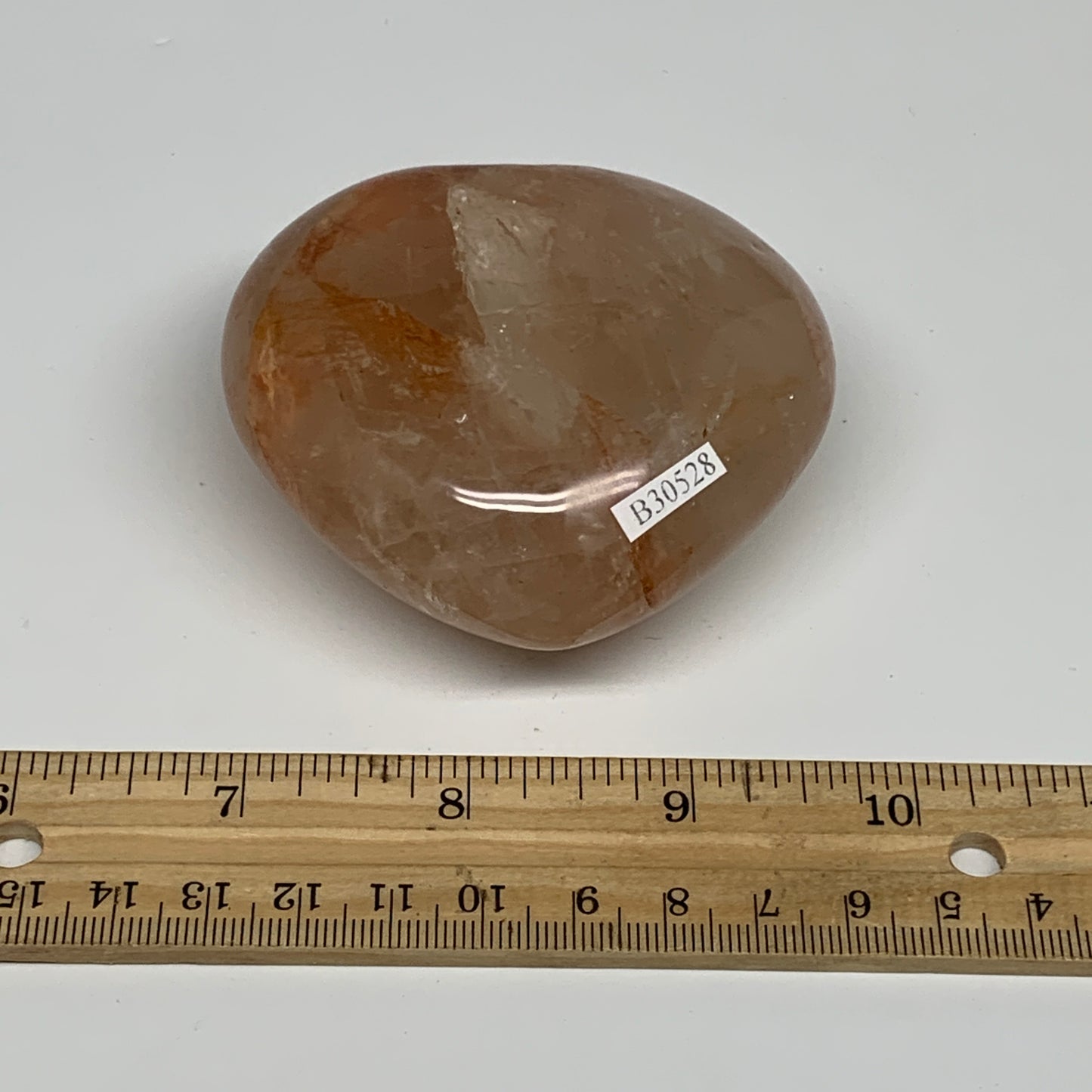 257.5g, 2.7"x2.9"x1.4" Red Hematoid Quartz Heart Crystal @Madagascar, B30528