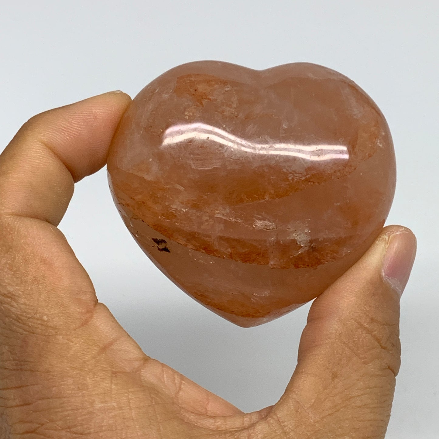 151.2g, 2.1"x2.3"x1.3" Red Hematoid Quartz Heart Crystal @Madagascar, B30529