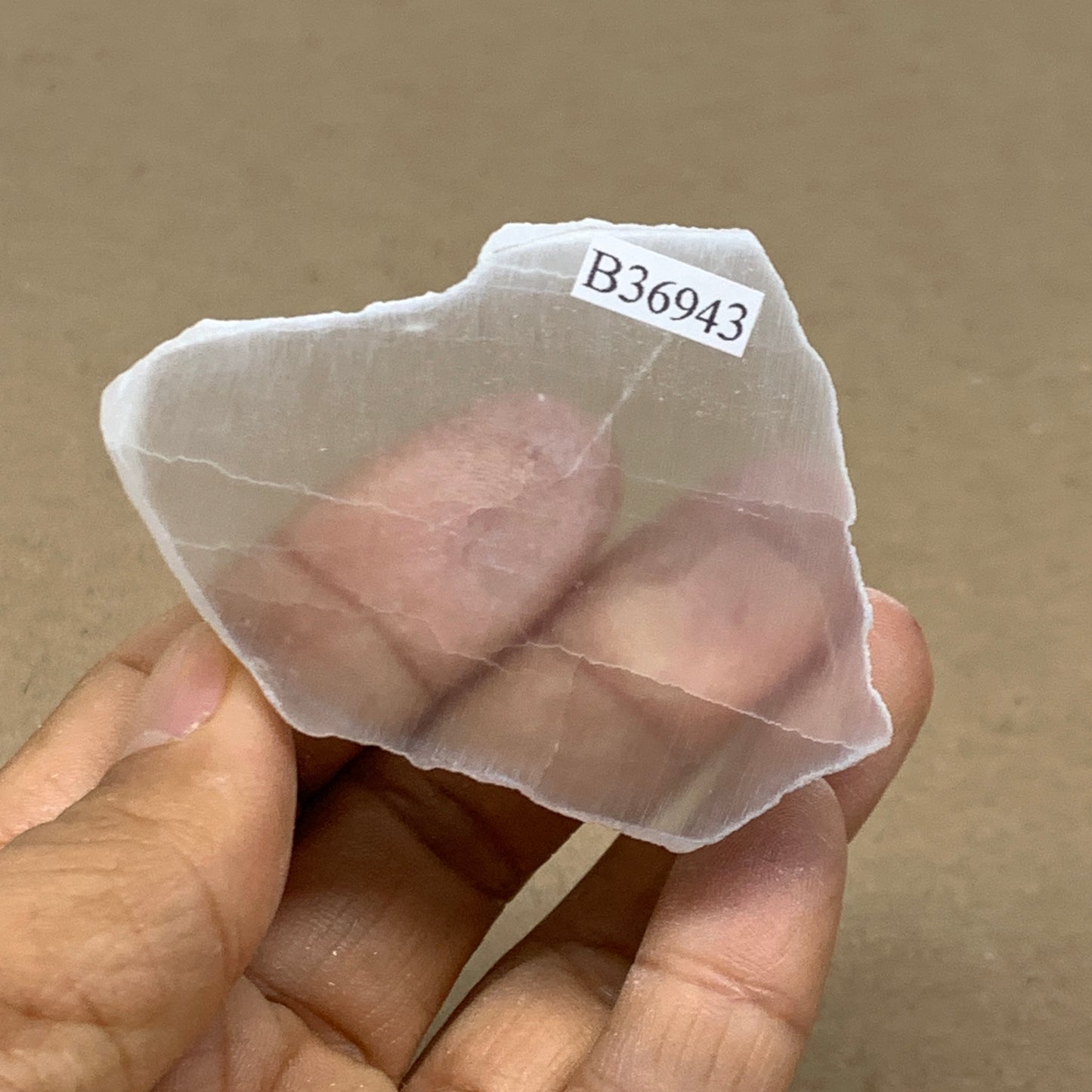 0.23 lbs, 2.6"x1.8"x1", Natural Clear Selenite Crystal Slab Gemstone, B36943