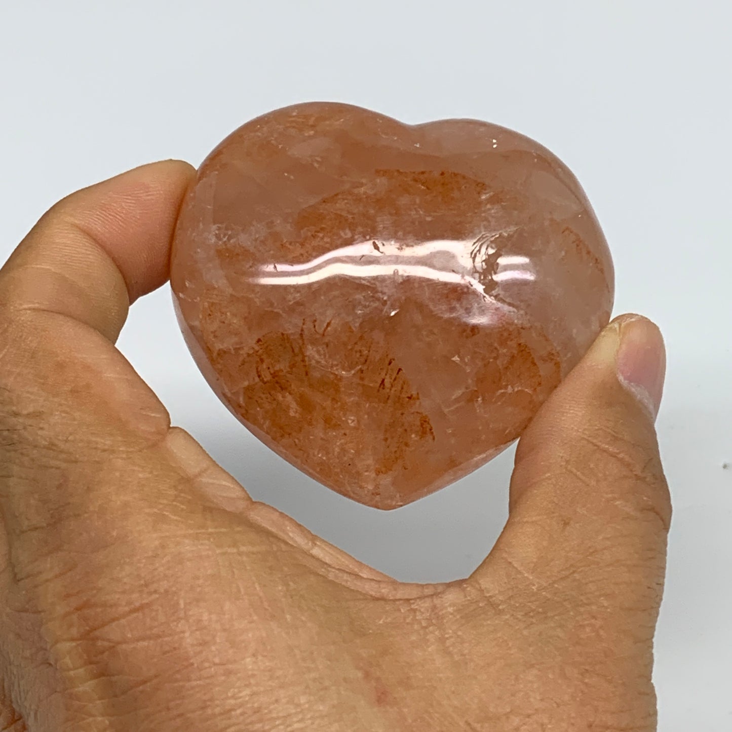 151.2g, 2.1"x2.3"x1.3" Red Hematoid Quartz Heart Crystal @Madagascar, B30529