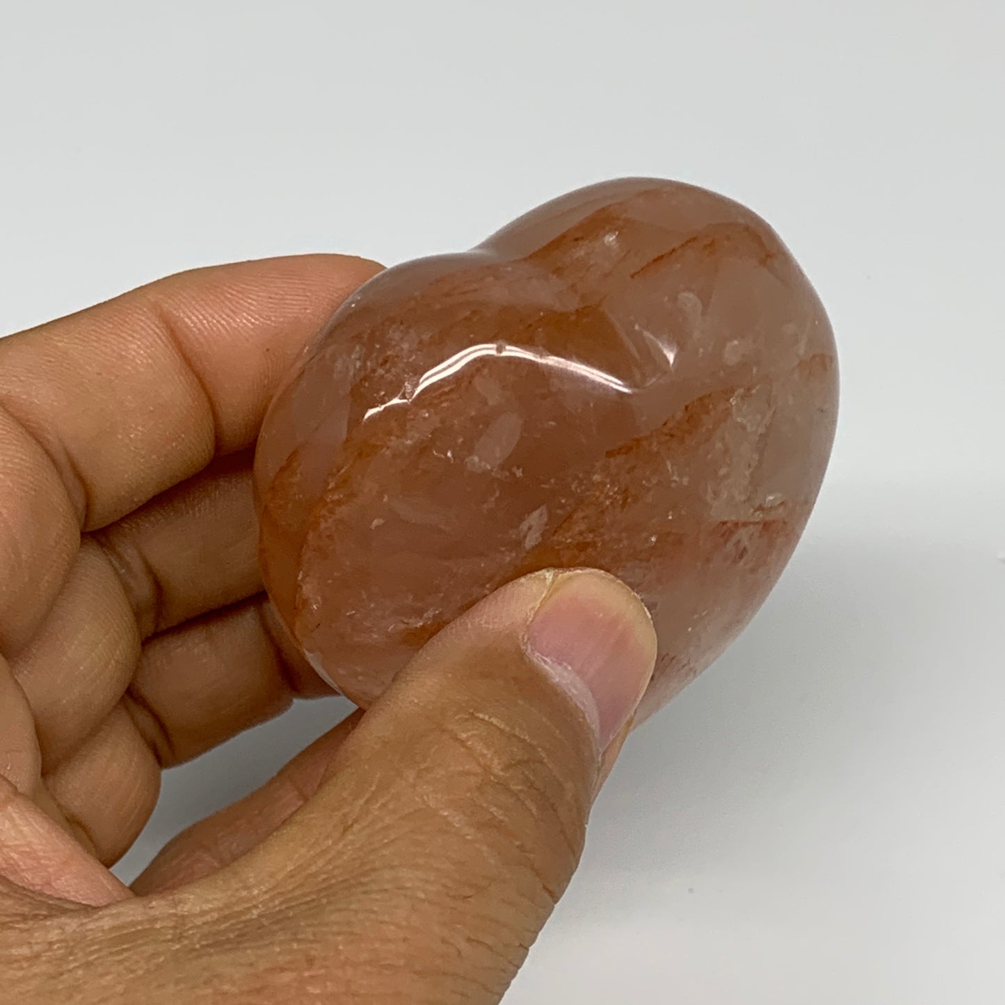 151.2g, 2.1"x2.3"x1.3" Red Hematoid Quartz Heart Crystal @Madagascar, B30529