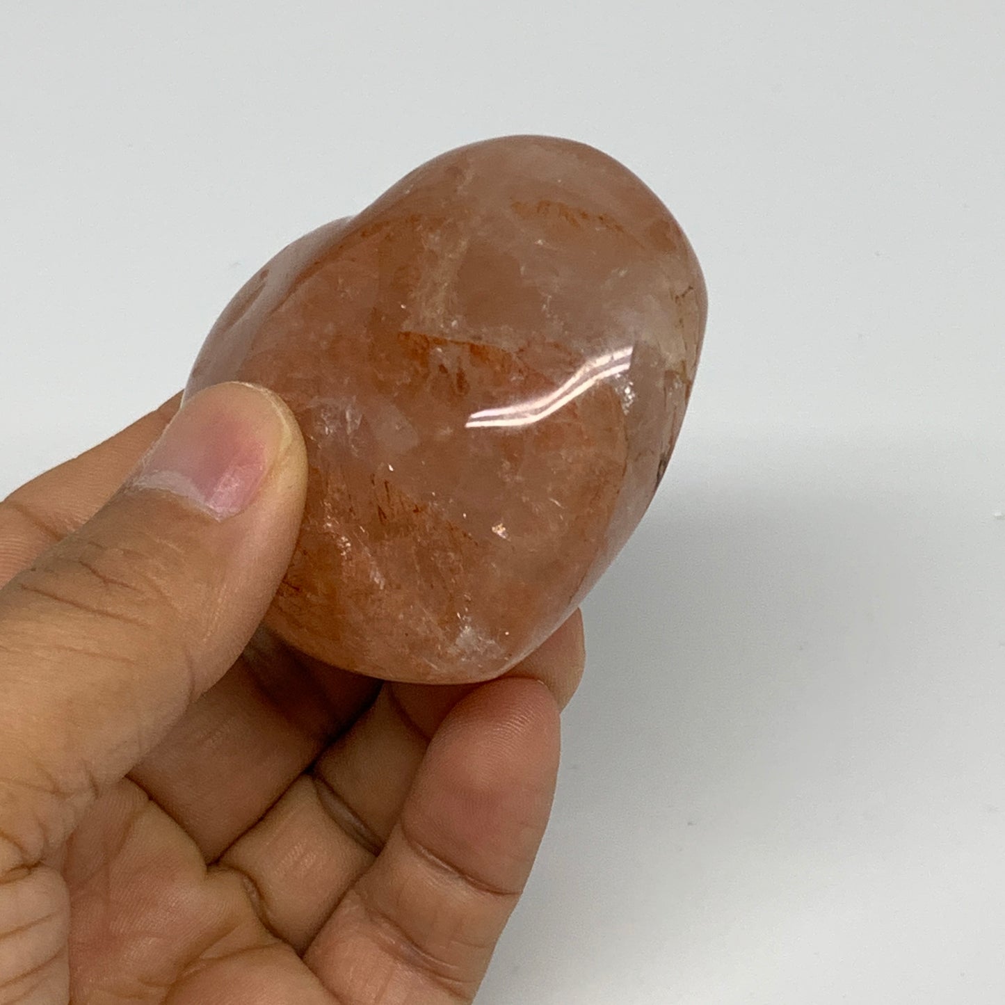 151.2g, 2.1"x2.3"x1.3" Red Hematoid Quartz Heart Crystal @Madagascar, B30529