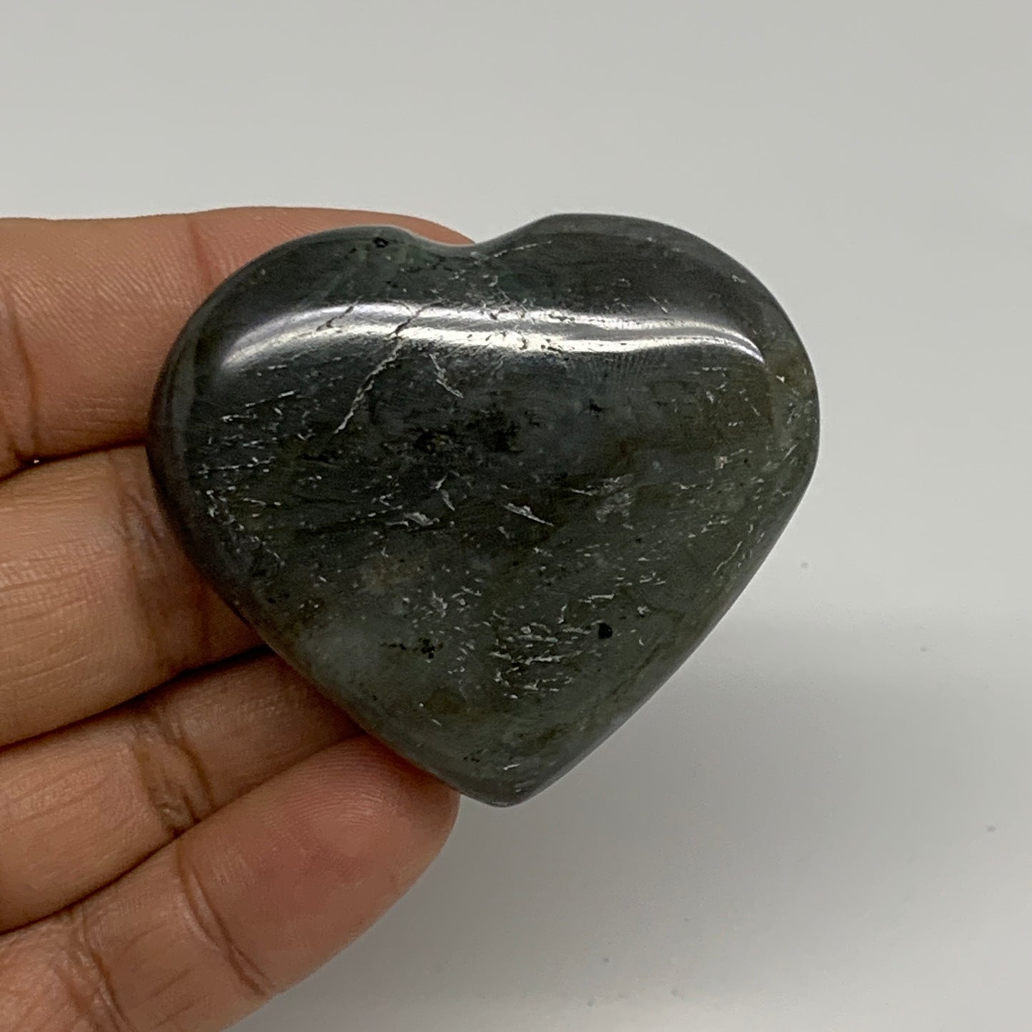 160g, 1.8" - 1.9", 3pcs, Natural Labradorite Heart Polished Crystal, B35514