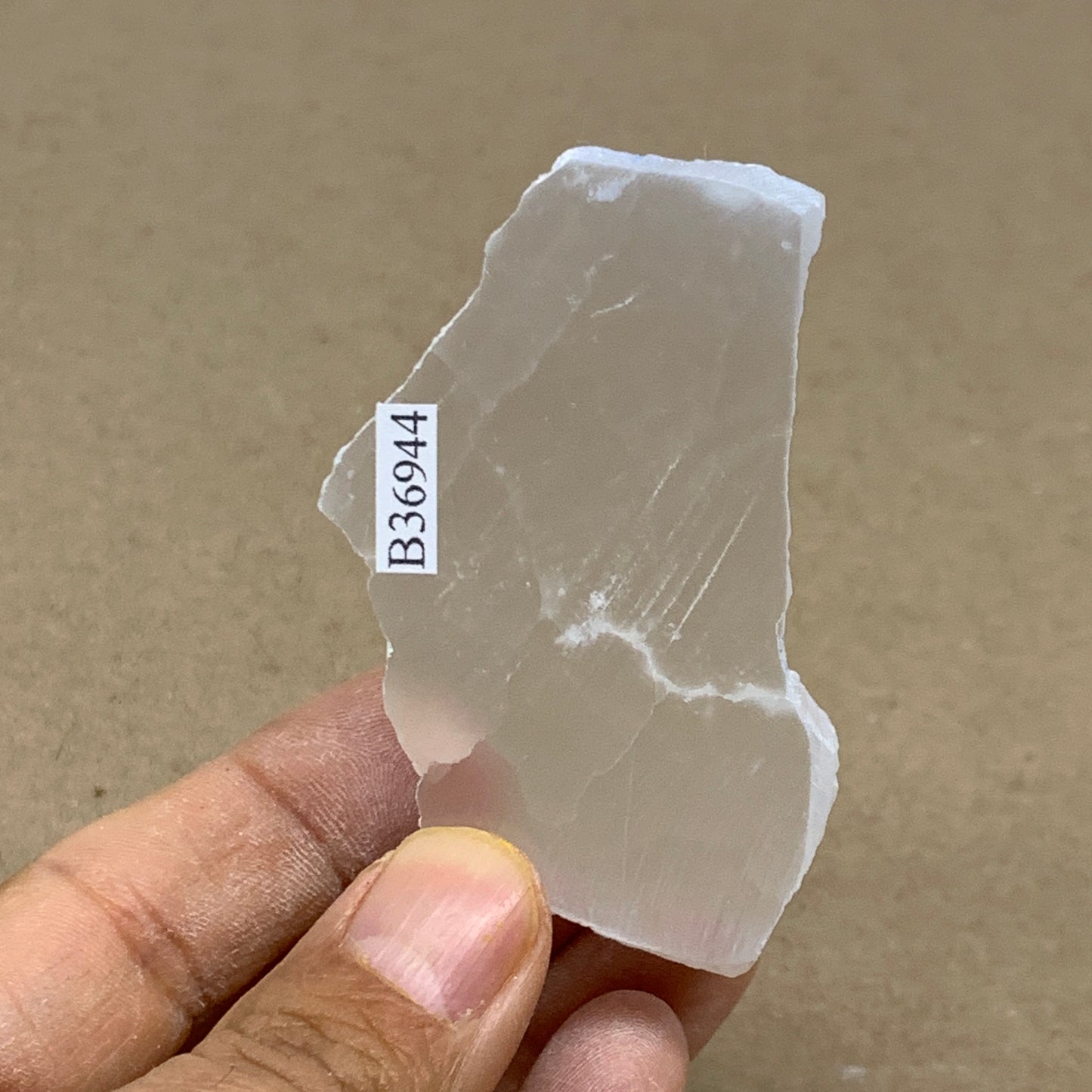 0.23 lbs, 2.6"x1.5"x1", Natural Clear Selenite Crystal Slab Gemstone, B36944