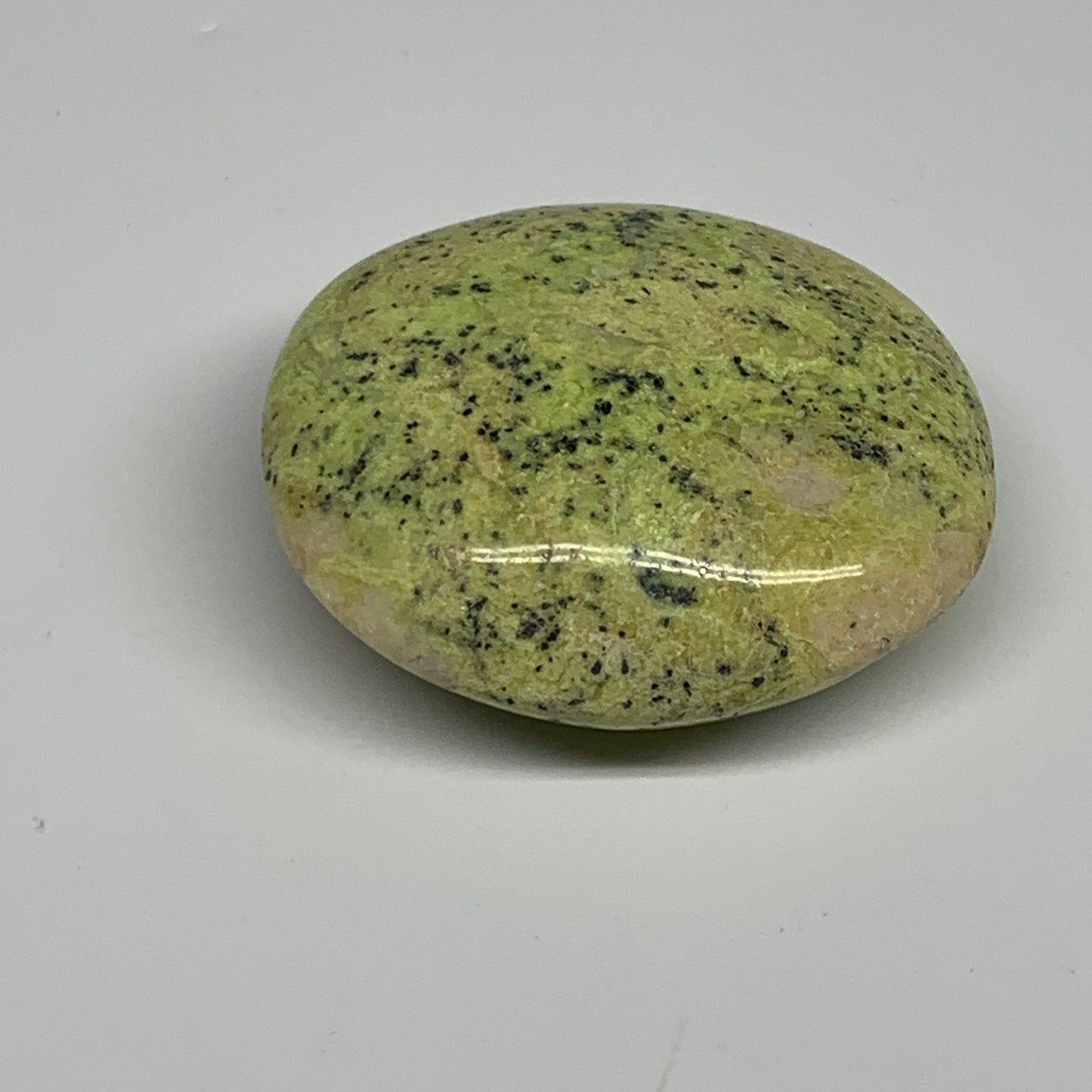 103g, 2.6"x2.3"x1.1", Green Opal Crystal PalmStone Polished Reiki, B28326
