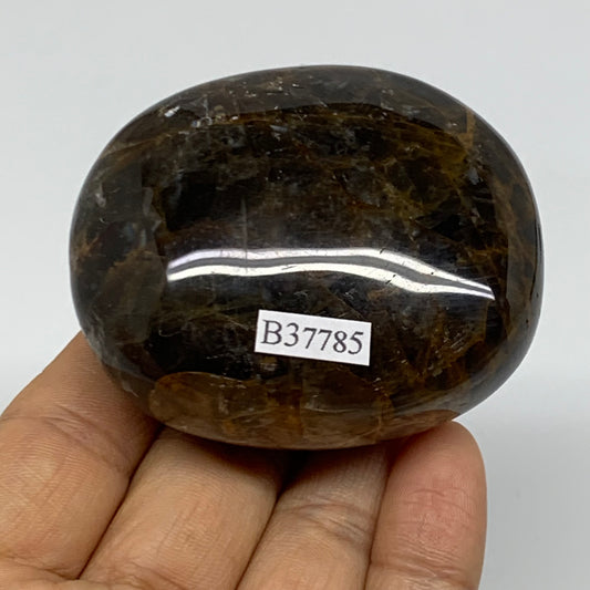 150g, 2.5"x2.1"x1.2",  Black Moonstone Crystal Palm-Stone Polished, B37785