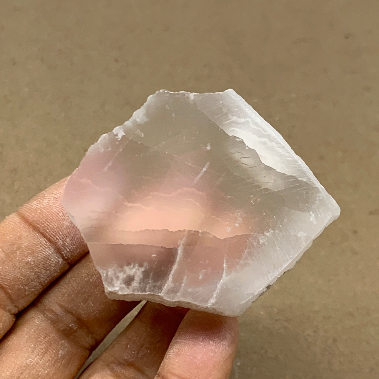 0.2 lbs, 2.2"x1.9"x1", Natural Clear Selenite Crystal Slab Gemstone, B36946