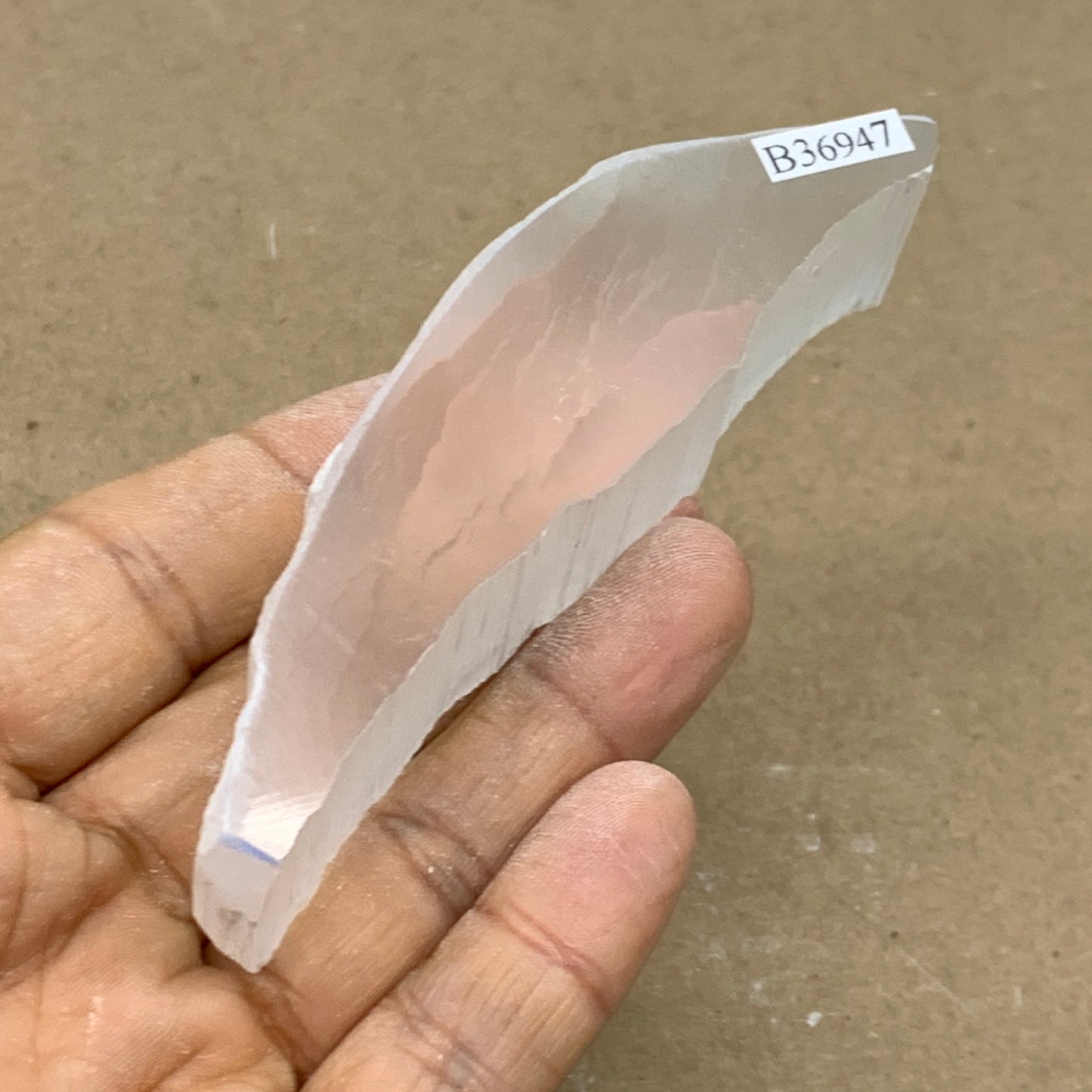 0.17 lbs, 3.9"x0.9"x0.9", Natural Clear Selenite Crystal Slab Gemstone, B36947