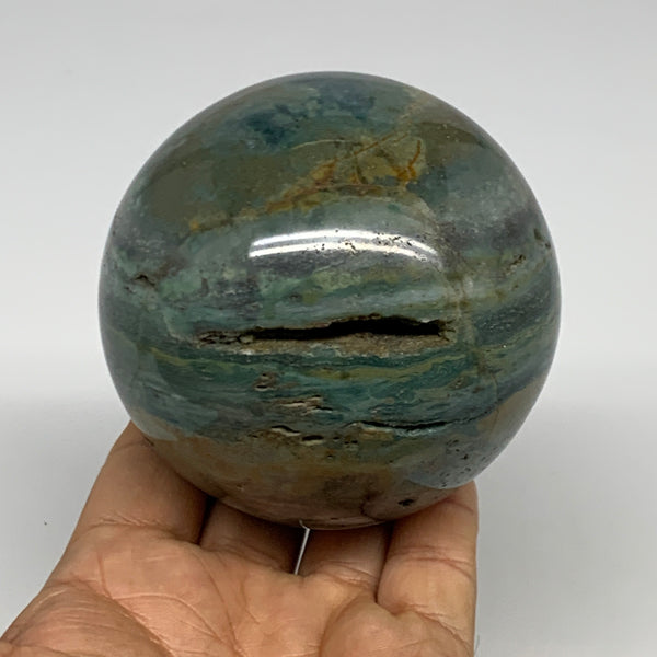 1.45 lbs, 3.2" (80mm), Ocean Jasper Sphere Geode Crystal Reiki @Madagascar, B298