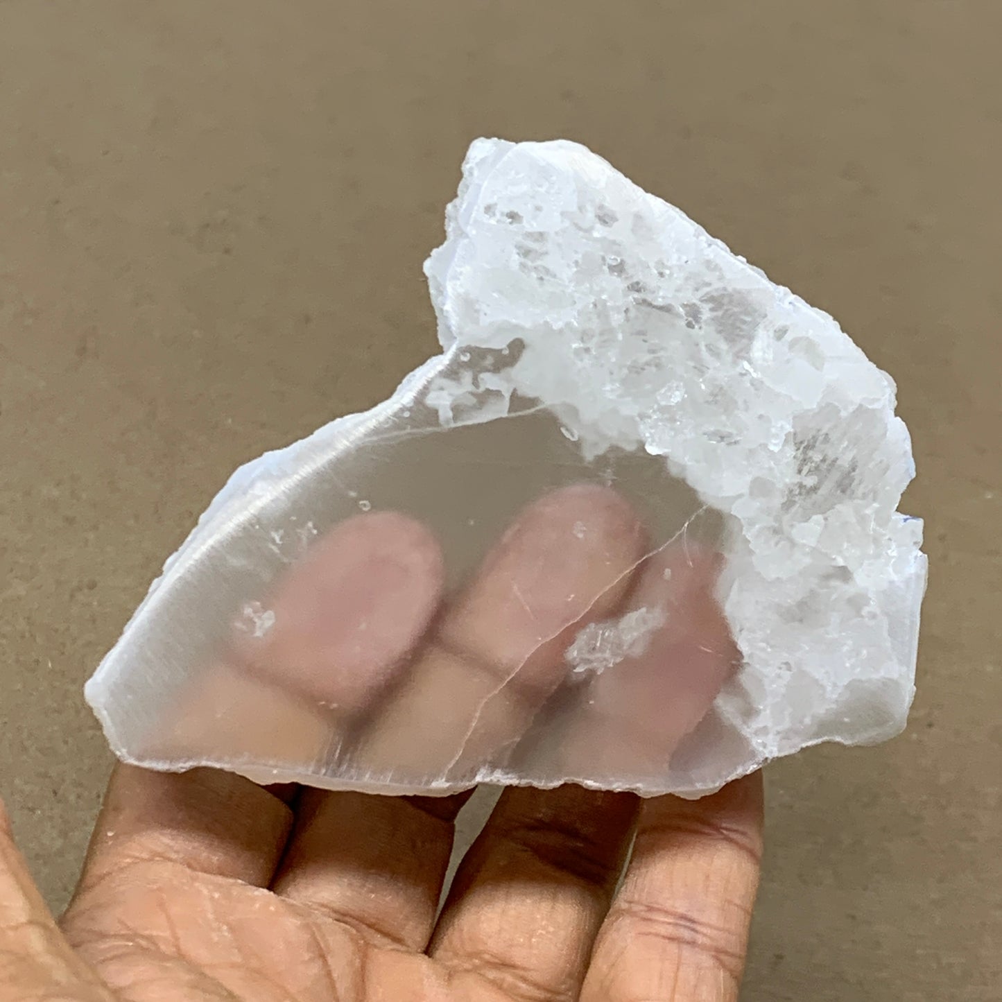 0.54 lbs, 3.8"x2.9"x1", Natural Clear Selenite Crystal Slab Gemstone, B36948