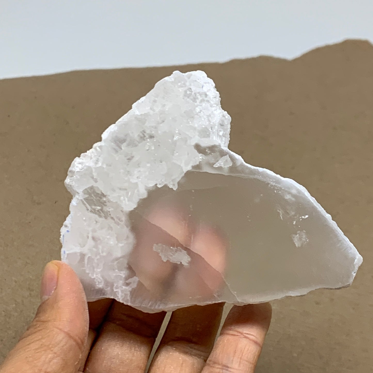 0.54 lbs, 3.8"x2.9"x1", Natural Clear Selenite Crystal Slab Gemstone, B36948
