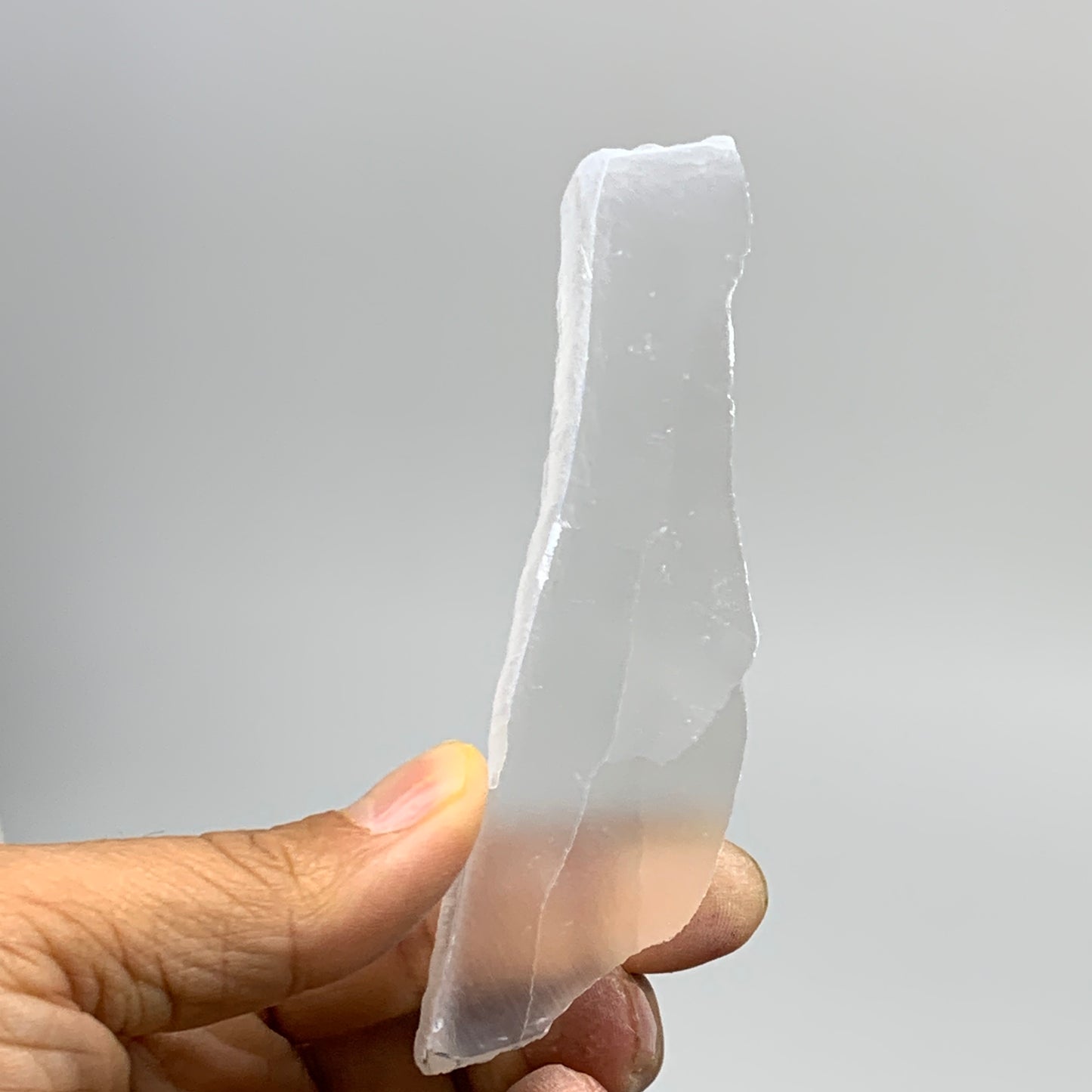 0.24 lbs, 4.1"x1.1"x1", Natural Clear Selenite Crystal Slab Gemstone, B36949