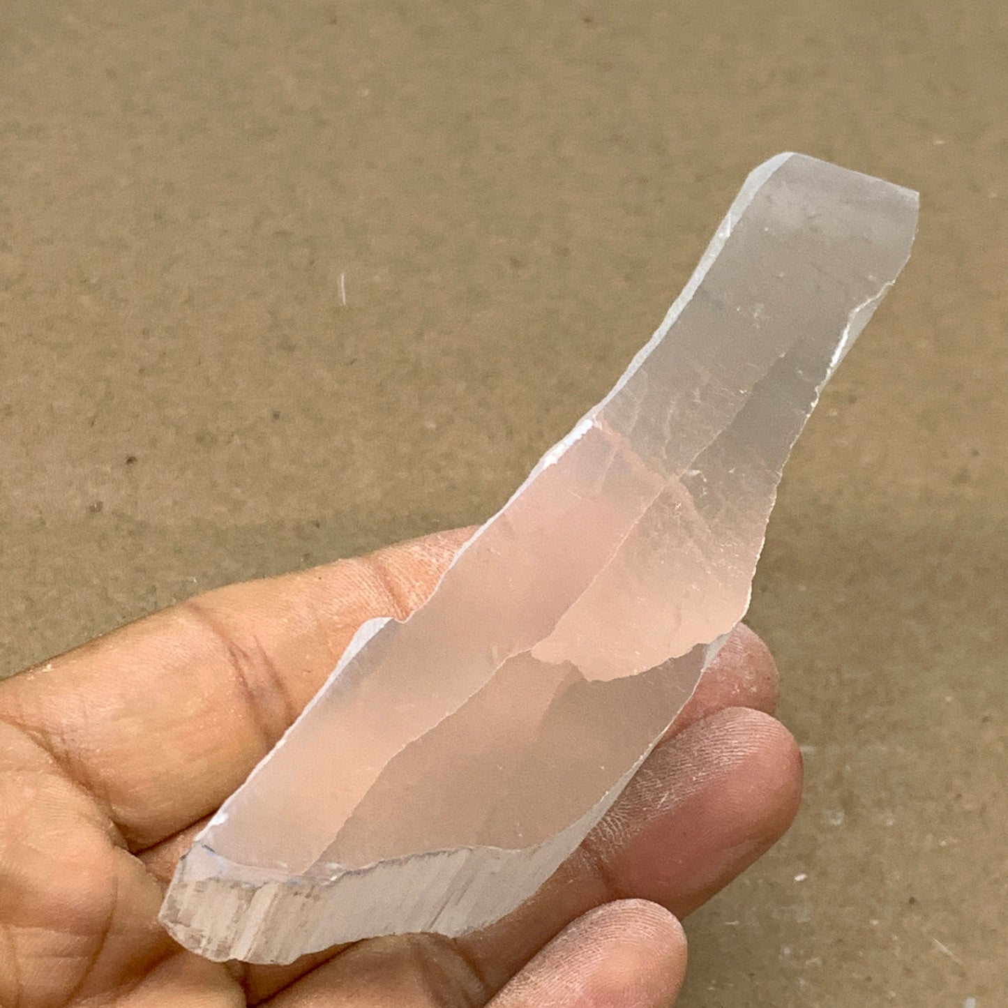0.24 lbs, 4.1"x1.1"x1", Natural Clear Selenite Crystal Slab Gemstone, B36949
