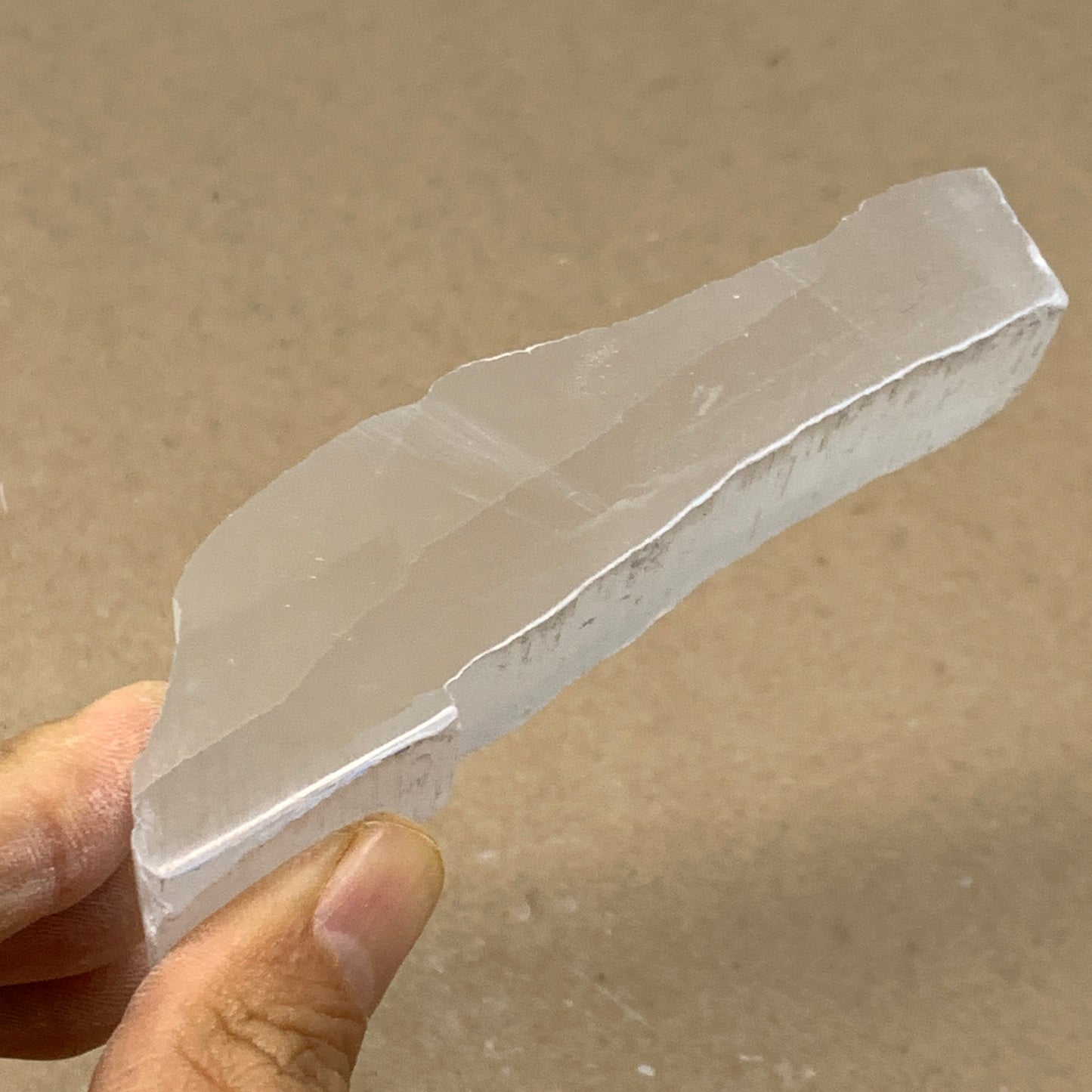 0.24 lbs, 4.1"x1.1"x1", Natural Clear Selenite Crystal Slab Gemstone, B36949