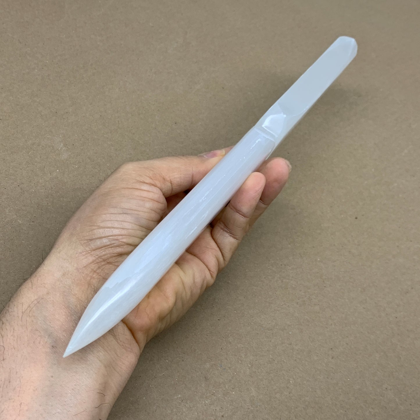 304g, 11.5"x1.6"x0.7", Natural Selenite Crystal Dagger (Satin Spar), B36069