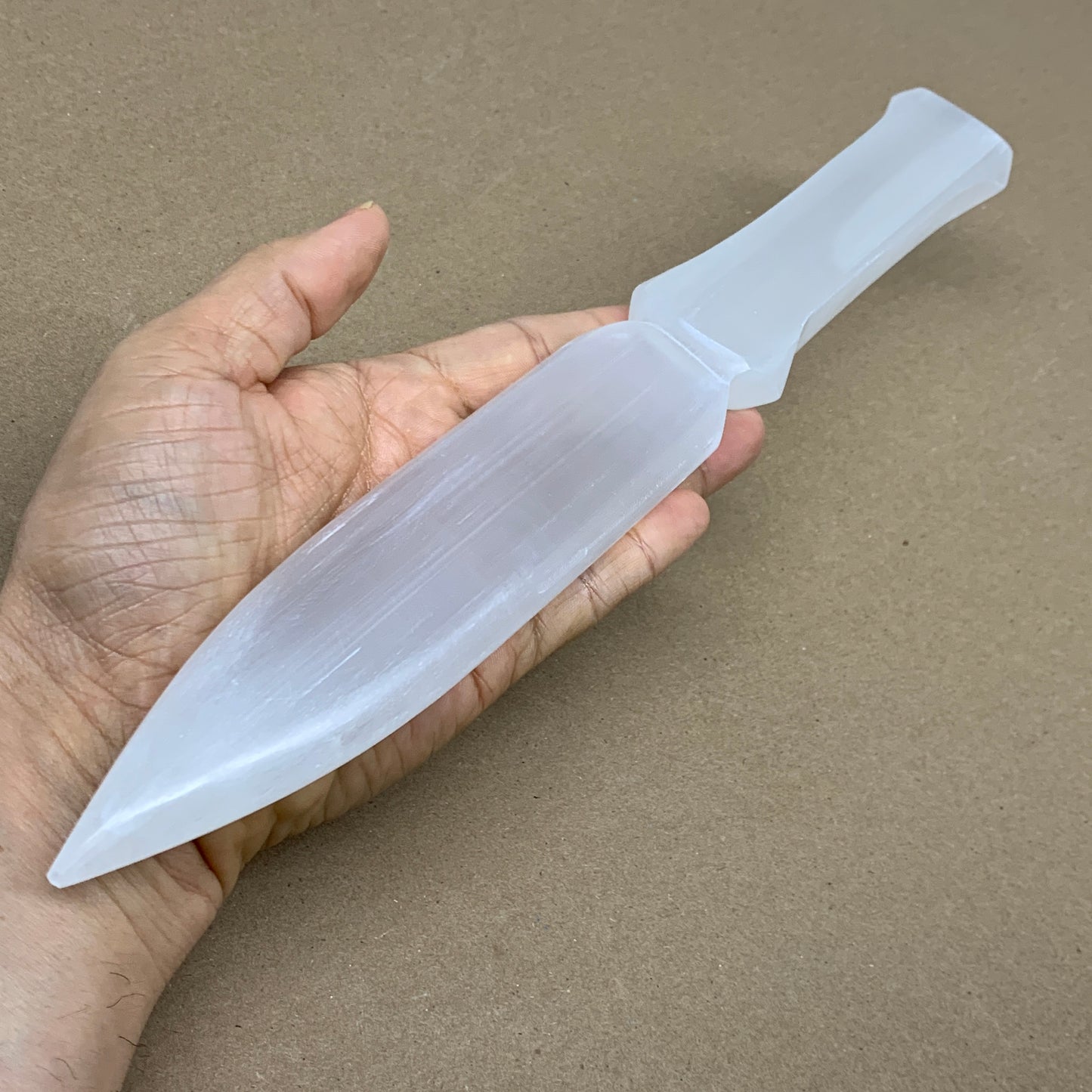 304g, 11.5"x1.6"x0.7", Natural Selenite Crystal Dagger (Satin Spar), B36069