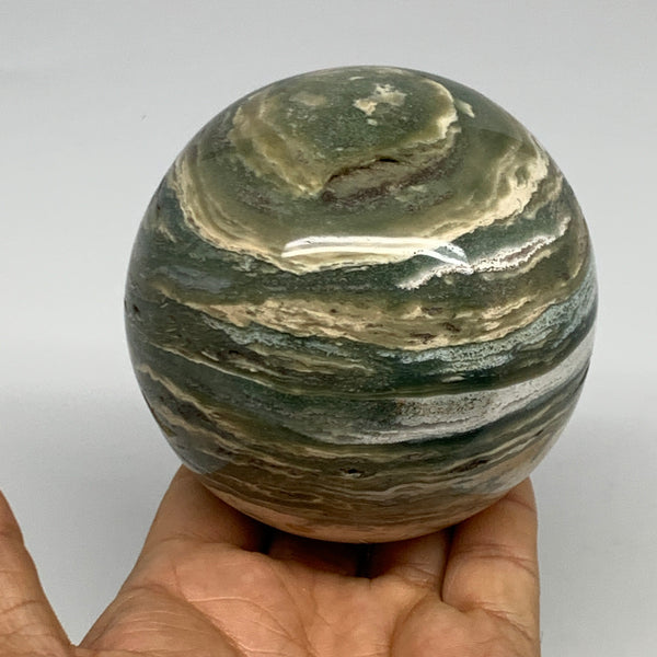 1.71 lbs, 3.3" (83mm), Ocean Jasper Sphere Geode Crystal Reiki @Madagascar, B298