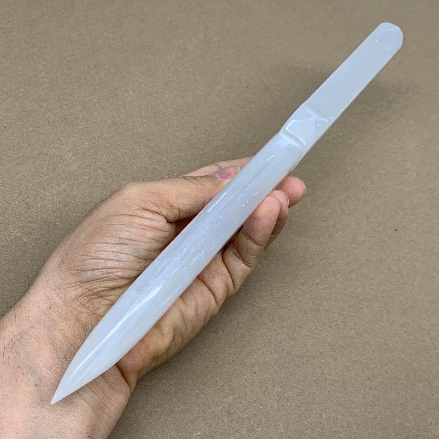 304g, 11.5"x1.6"x0.7", Natural Selenite Crystal Dagger (Satin Spar), B36069