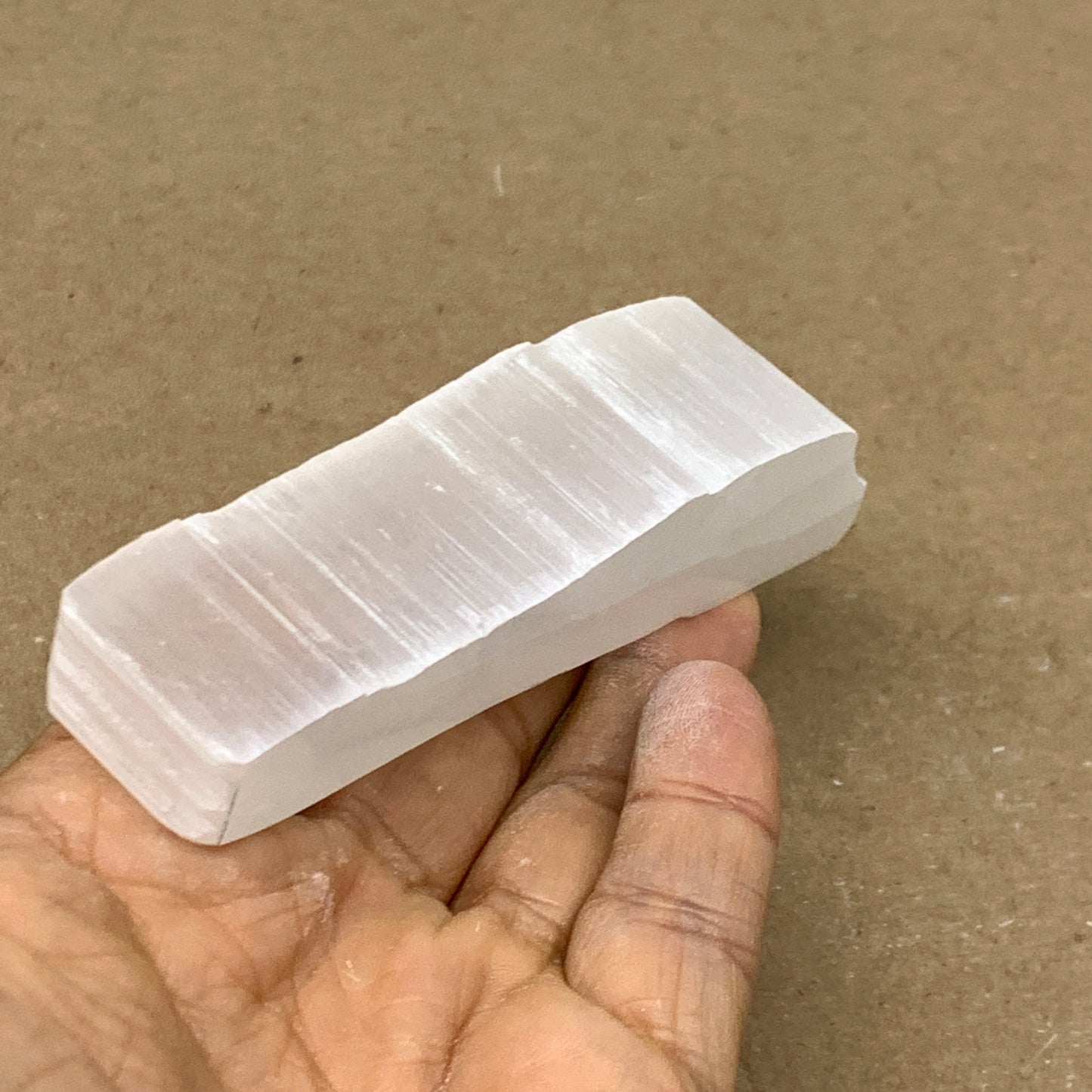0.24 lbs, 4.1"x1.1"x1", Natural Clear Selenite Crystal Slab Gemstone, B36949