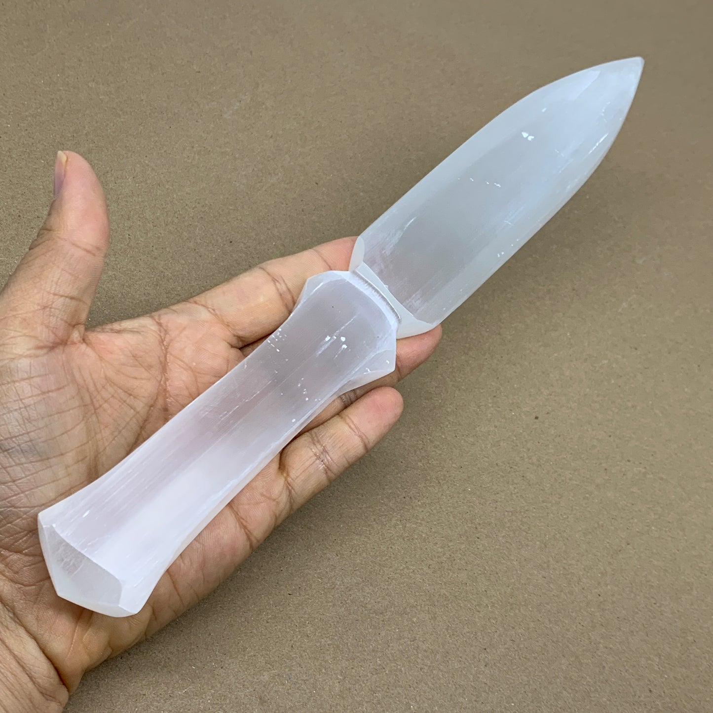 304g, 11.5"x1.6"x0.7", Natural Selenite Crystal Dagger (Satin Spar), B36069