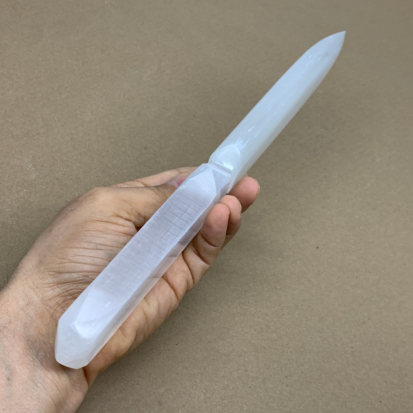 304g, 11.5"x1.6"x0.7", Natural Selenite Crystal Dagger (Satin Spar), B36069