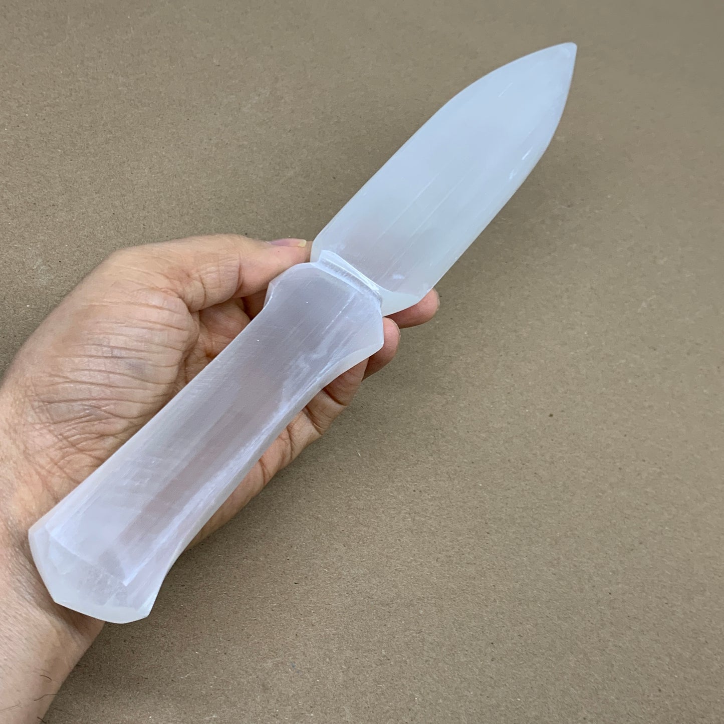 304g, 11.5"x1.6"x0.7", Natural Selenite Crystal Dagger (Satin Spar), B36069