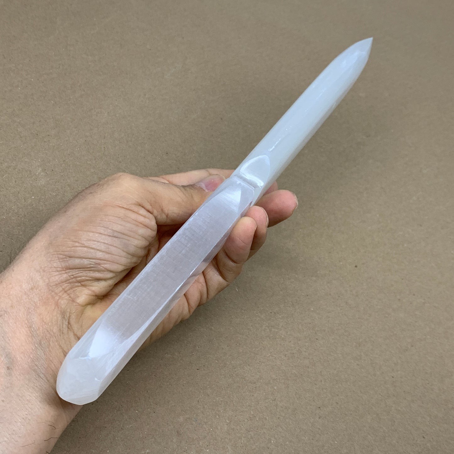 304g, 11.5"x1.6"x0.7", Natural Selenite Crystal Dagger (Satin Spar), B36069