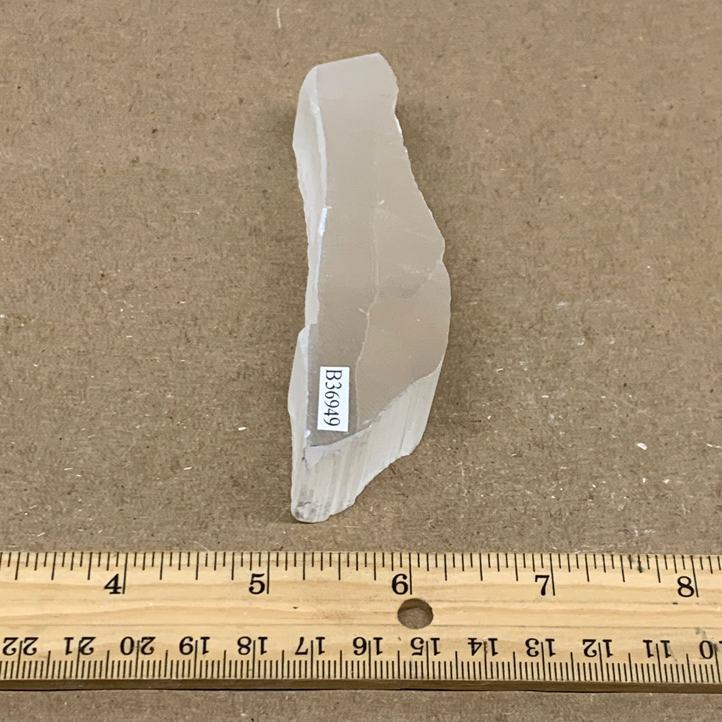 0.24 lbs, 4.1"x1.1"x1", Natural Clear Selenite Crystal Slab Gemstone, B36949