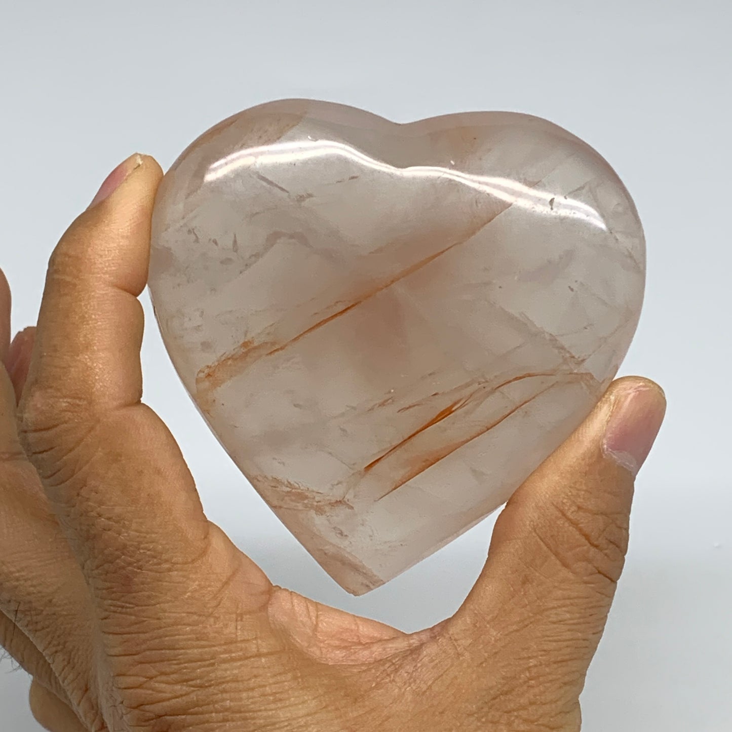 237g, 2.9"x3"x1.1" Red Hematoid Quartz Heart Crystal @Madagascar, B30534