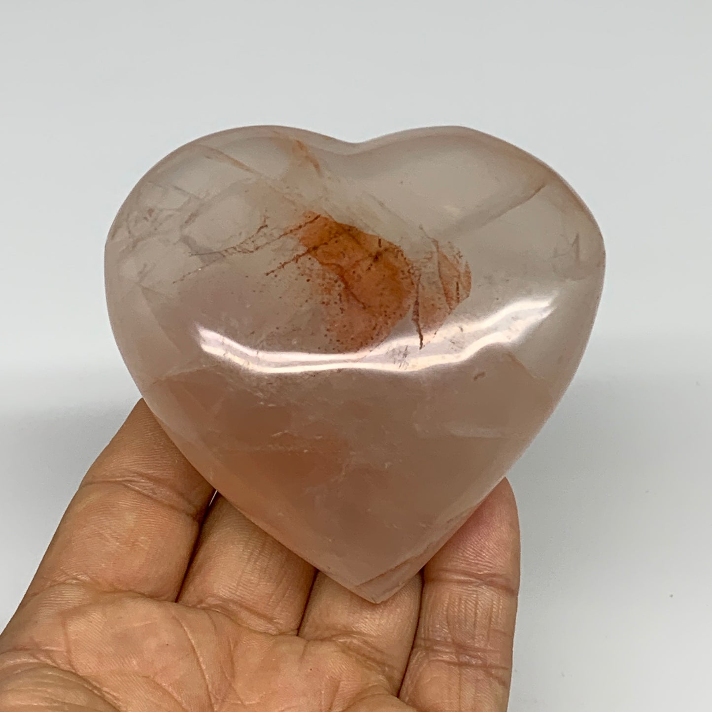 237g, 2.9"x3"x1.1" Red Hematoid Quartz Heart Crystal @Madagascar, B30534