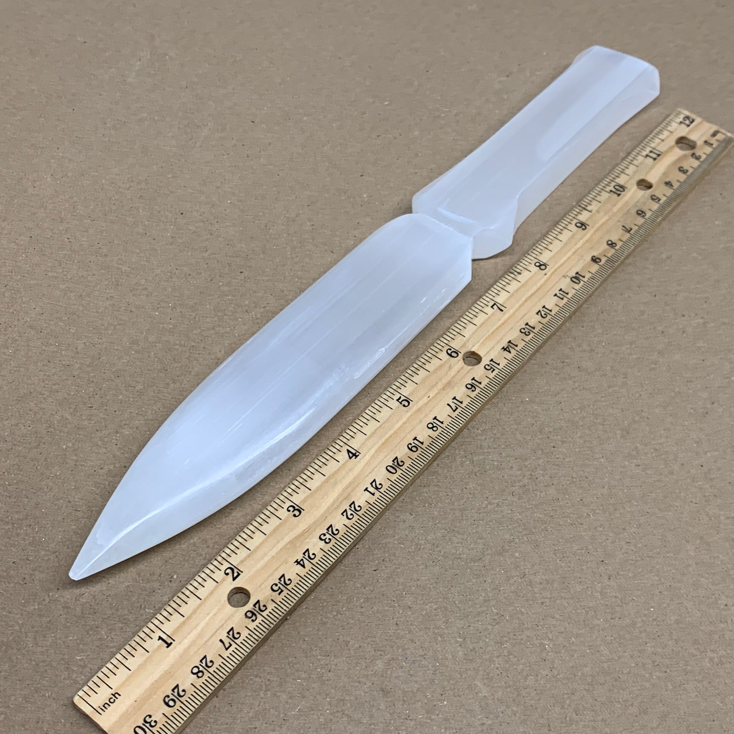 304g, 11.5"x1.6"x0.7", Natural Selenite Crystal Dagger (Satin Spar), B36069