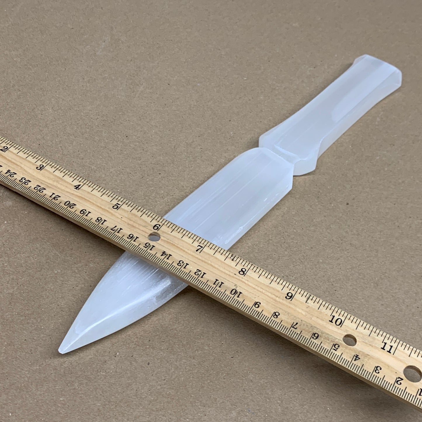 304g, 11.5"x1.6"x0.7", Natural Selenite Crystal Dagger (Satin Spar), B36069