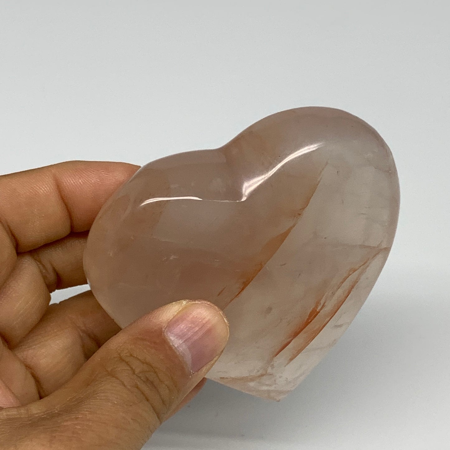 237g, 2.9"x3"x1.1" Red Hematoid Quartz Heart Crystal @Madagascar, B30534