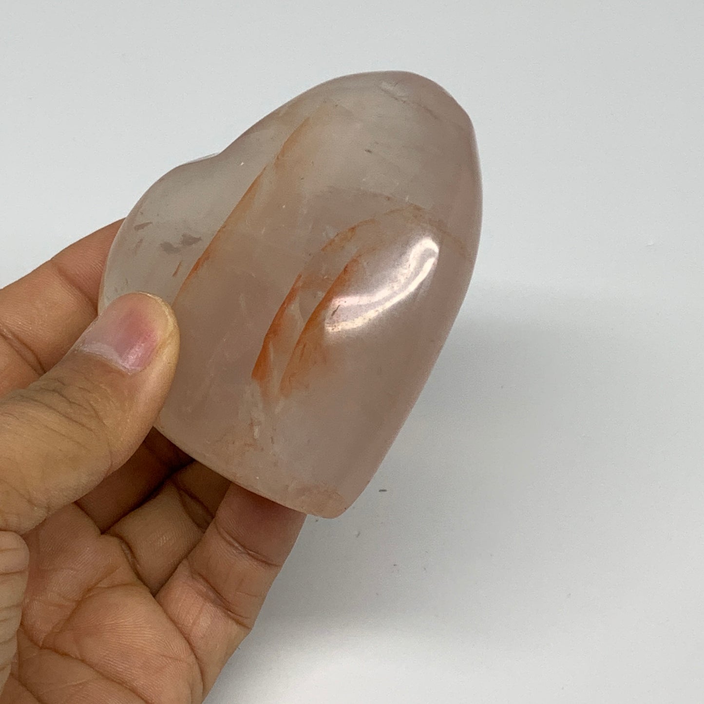 237g, 2.9"x3"x1.1" Red Hematoid Quartz Heart Crystal @Madagascar, B30534