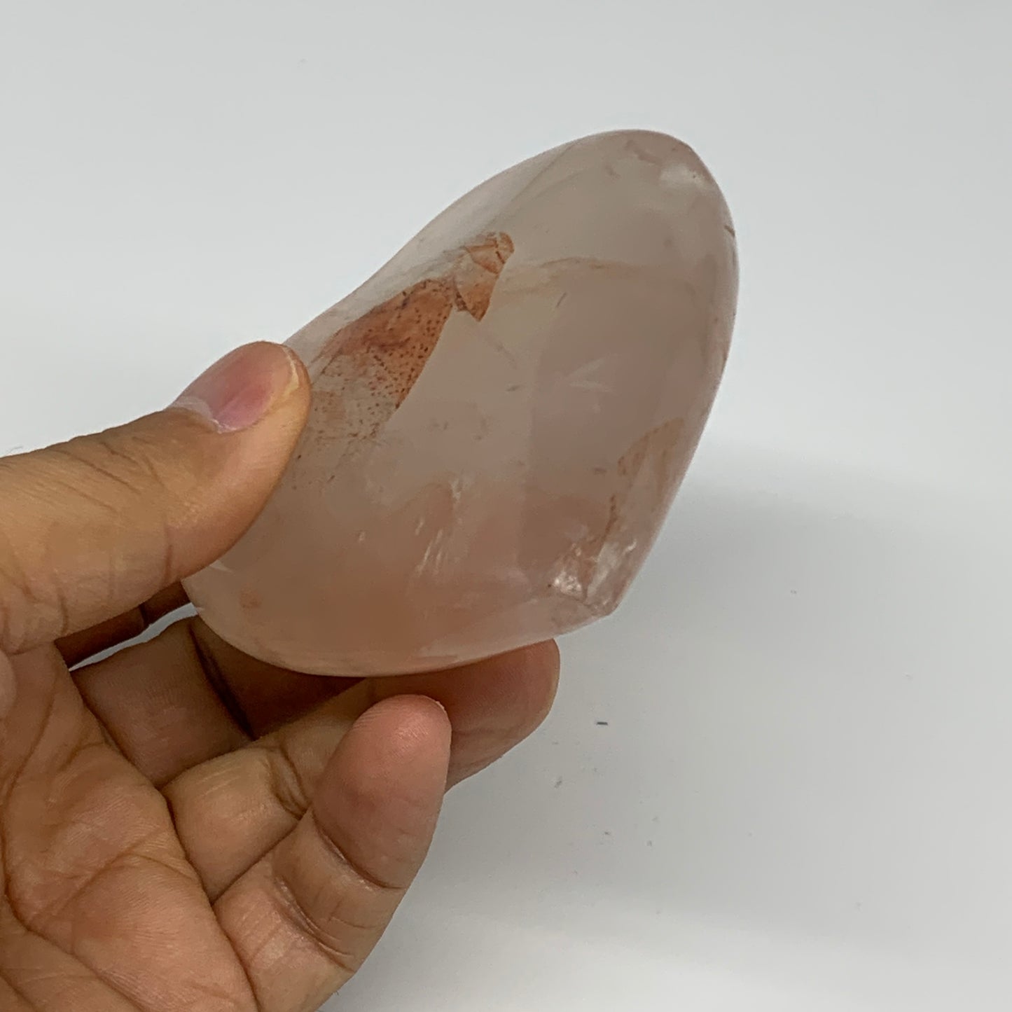 237g, 2.9"x3"x1.1" Red Hematoid Quartz Heart Crystal @Madagascar, B30534