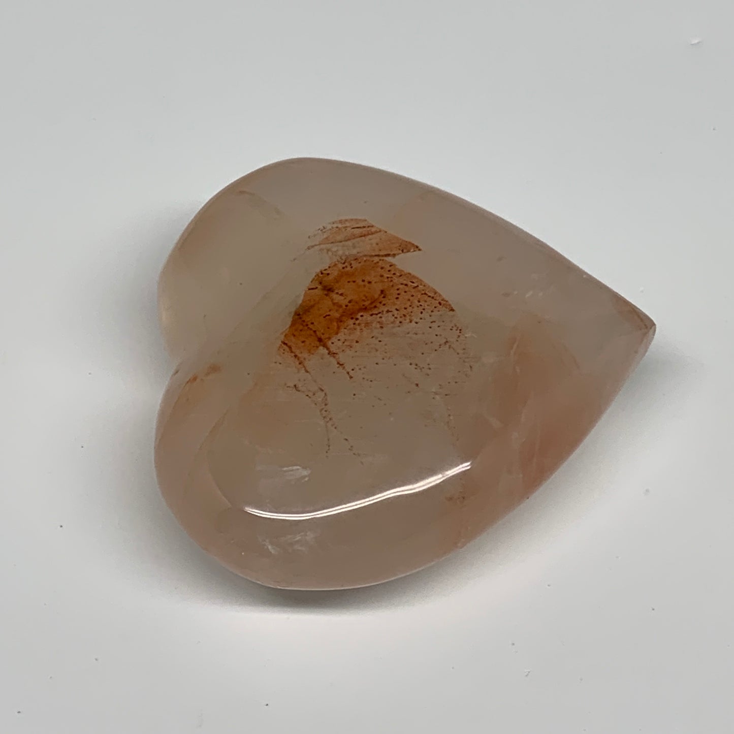 237g, 2.9"x3"x1.1" Red Hematoid Quartz Heart Crystal @Madagascar, B30534